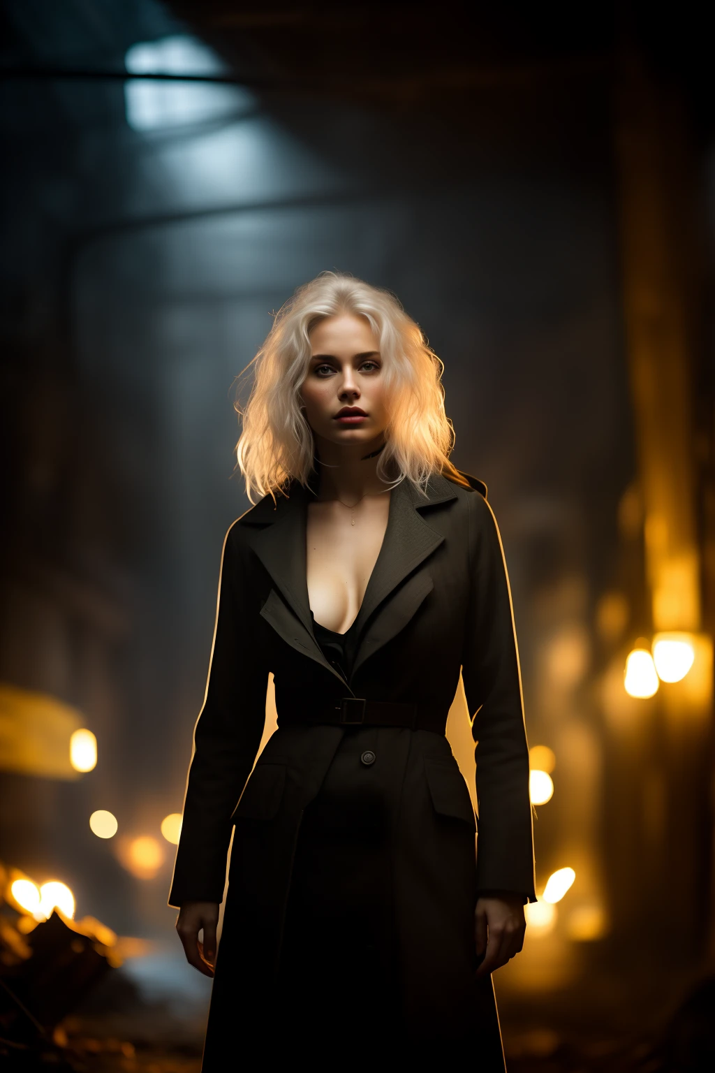 a woman, 25 years, perfect body, f/11, strobist, cstle, Kodak Portra 400, biohazard, eerie, cozy