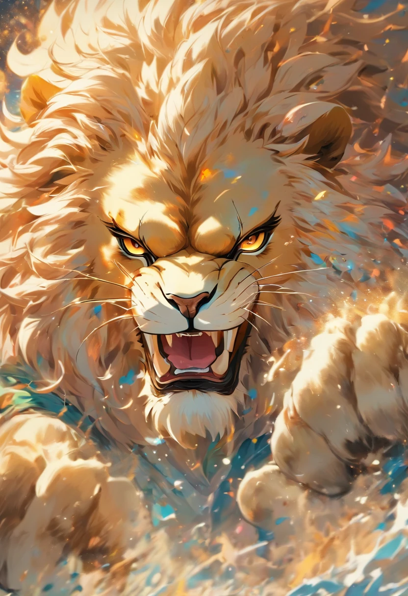 splashart, Lion's head, Well detailed mane ((white backgrounid)), piercingeyes, epic instagram, art  stations, Color Paint Splash Style+, contour lines, hyperdetailed intricately detailed, Unreal Engine, magnifica, intricate detailes, Splash Screen, Complementary color scheme, Realistic concept art, 8K分辨率, Masterpiece of deviance, an oil painting, heavy brushstrokes, Ink Drop, Splash gear