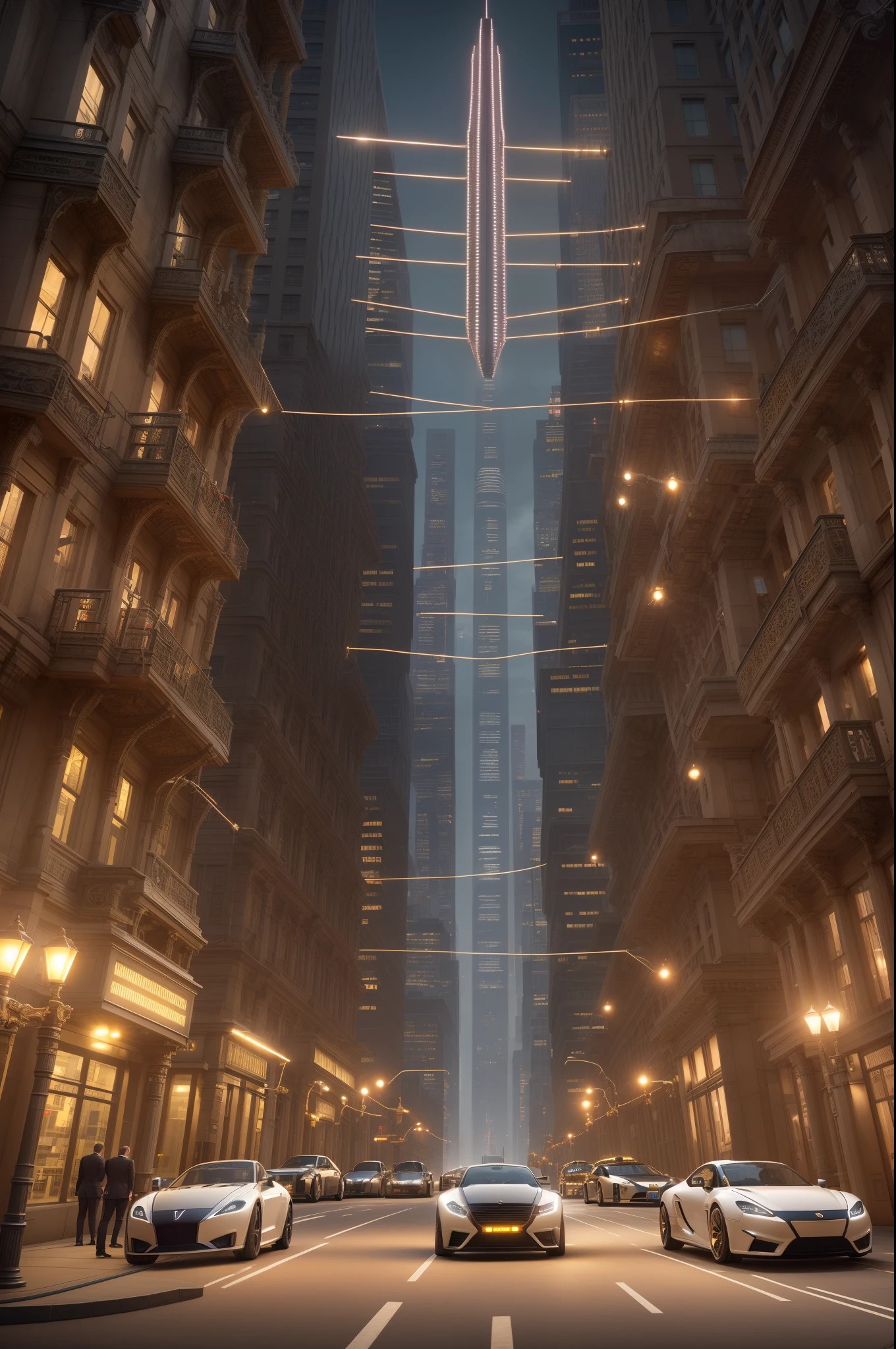 architecture, street, cars, high building, interior lighting,  photorealism,  (cyborg:1.1), ([tail | detailed wire]:1.3), (intricate details), hdr, (intricate details, hyperdetailed:1.2), cinematic shot, vignette, centered