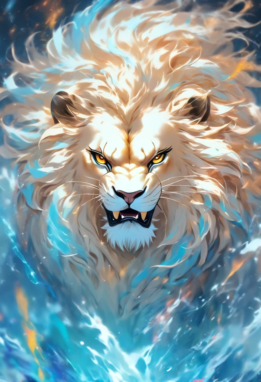 splashart, Lion's head, Well detailed mane ((white backgrounid)), piercingeyes, epic instagram, art  stations, Color Paint Style+, contour lines, hyperdetailed intricately detailed, Unreal Engine, magnifica, intricate detailes, Splash Screen, Complementary color scheme, Realistic concept art, 8K分辨率, Masterpiece of deviance, an oil painting, heavy brushstrokes, Ink Drop, Splash gear