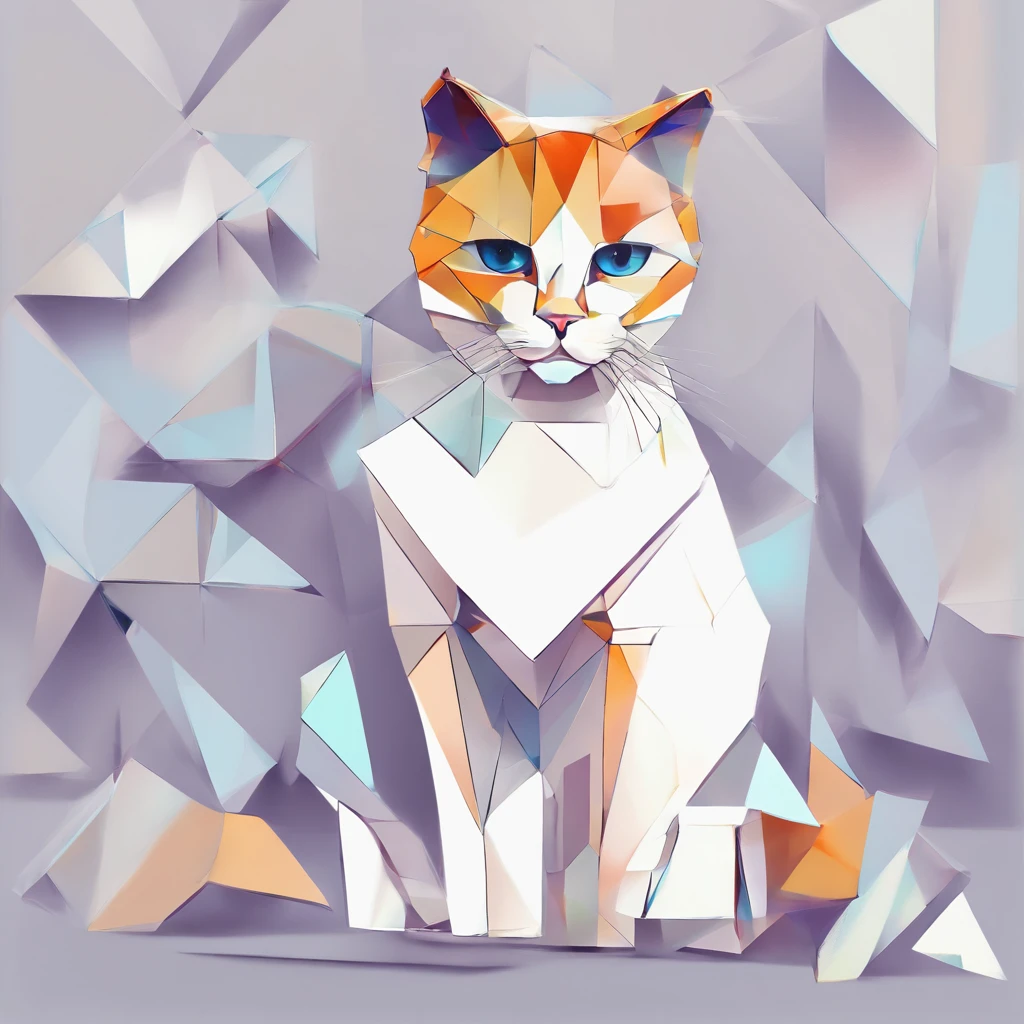 Perfect alignment, Cute cat in jacket,Crystal Vase,, stylish、cheerfulness, Standing position, Abstract beauty, Centered, Looking at the camera, Facing the camera, Approaching perfection, Dynamic, Highly detailed, Smooth, Sharp Focus, 8K, hight resolution, Illustration, art by carne griffiths and wadim kashin, White background