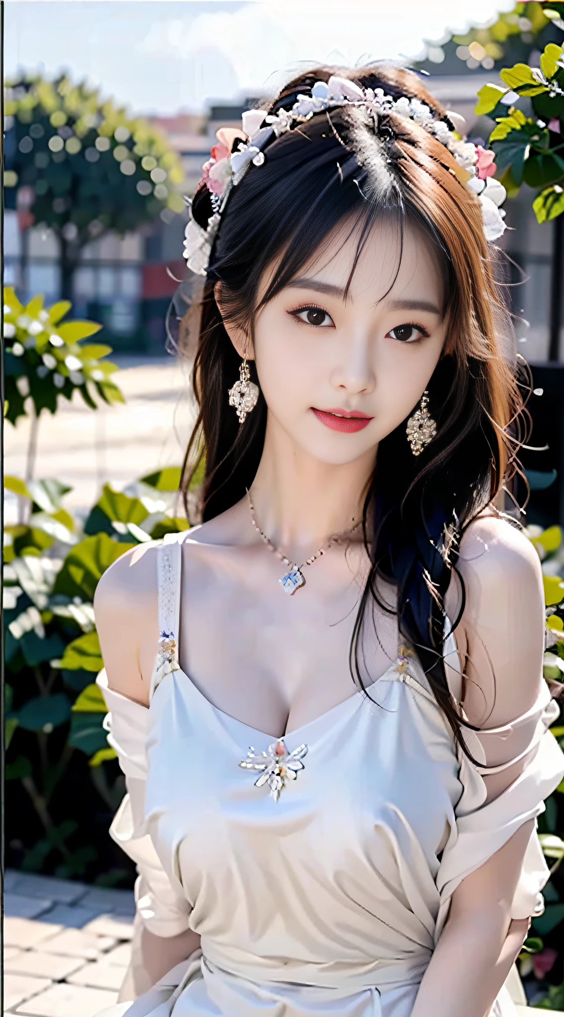 Full body close-up of a woman dressed in popular fashion,gorgeous young korean woman,street corner,Wear trendy fashion,Fashion shows,formal outfit,Rich expressions,Ambiguous,seductiv, beautiful Korean women, Korean girls, Beautiful young Korean woman, Beautiful Asian Girls,Popular fashion, korean woman, Lazy,asiagirl, beautiful asian woman, Good young girl, Blazing sun, nipple tops,hair adornments,choker necklace,jewely ,Attractive girl,(Casual hairstyle, No milk leakage:1),perfect bodies,perfectly proportions,S-shaped body,二重まぶた,largeeyes,Pink lips,dimple,Shiny skin,from the front side,Clothing wraps around the breast