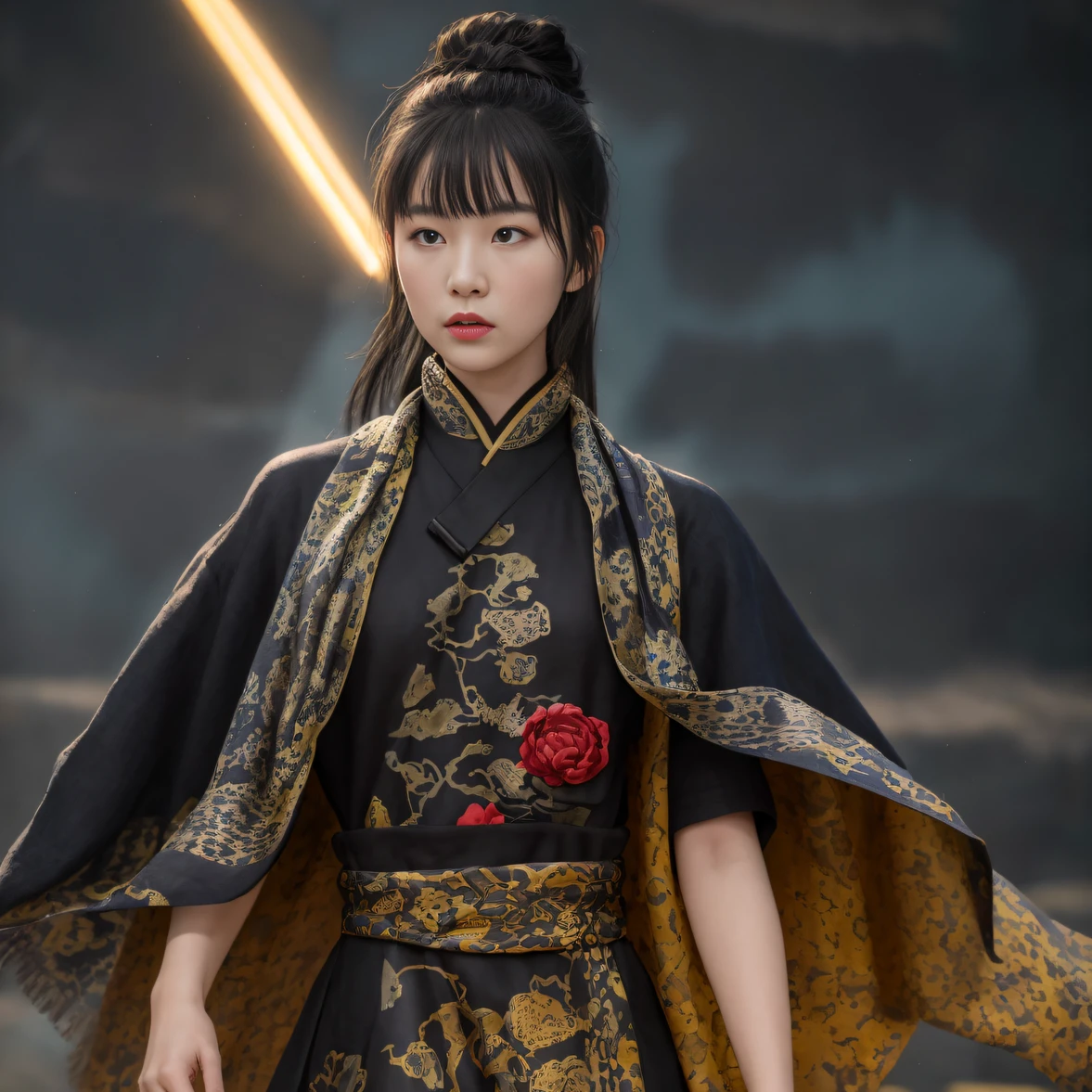 8K quality,1 girl,Backstreets,Side 32K,exteriors,Roof,People are small(tmasterpiece,k hd,hyper HD,32K)Long flowing black hair,Tang dynasty complex,zydink, a color,废墟(canyons), (Linen batik scarf), Combat posture, looking at the ground, Linen bandana, Chinese python pattern long-sleeved garment, 废墟(Abstract gouache splash:1.2)(realisticlying:1.4),Black color hair,The dust is blowing,, ultra-realistic vivid textures, Dramatic lighting, Unreal Engine Art Station Trend, cinestir 800,Flowing bright yellow hair,(((National style building)))Full body side 8K picture quality,1 girl,Backstreets,Lateral face(tmasterpiece,k hd,hyper HD,32K)Long flowing black hair,Tang dynasty complex,zydink, a color,废墟(canyons), (Linen batik scarf), Combat posture, looking at the ground, Linen bandana, Chinese python pattern long-sleeved garment, 废墟(Abstract gouache splash:1.2), Dark clouds lightning background,Flour flies(realisticlying:1.4),Black color hair,, RAW photogr, Sharp Re, Nikon D850 Film Stock Photo by Jefferies Lee 4 Kodak Portra 400 Camera F1.6 shots, Rich colors, ultra-realistic vivid textures, Dramatic lighting, Unreal Engine Art Station Trend, cinestir 800,floated hair,(((National style building)))Full-body side