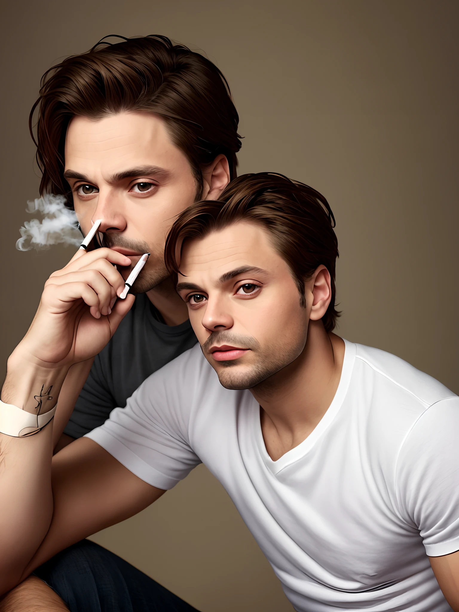 Sebastian Stan smoking