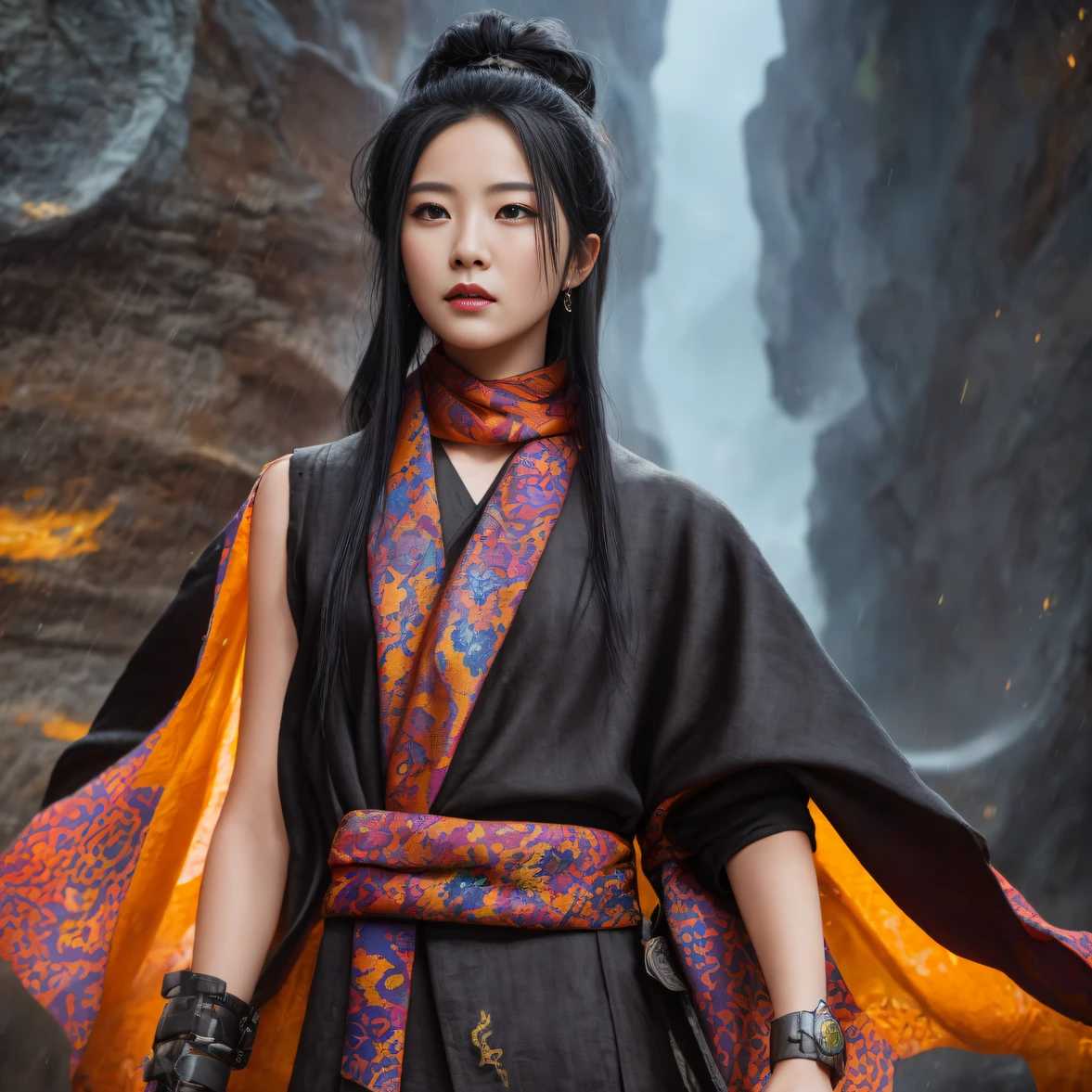 8K quality,1 girl，Backstreets，Side 32K，exteriors，Roof，People are small（tmasterpiece，k hd，hyper HD，32K）Long flowing black hair，Tang dynasty complex，zydink， a color，废墟（canyons）， （Linen batik scarf）， Combat posture， looking at the ground， Linen bandana， Chinese python pattern long-sleeved garment， 废墟（Abstract gouache splash：1.2）（realisticlying：1.4），Black color hair，The dust is blowing，, ultra-realistic vivid textures, Dramatic lighting, Unreal Engine Art Station Trend, cinestir 800，Flowing bright yellow hair,（（（National style building）））Full body side 8K picture quality,1 girl，Backstreets，Lateral face（tmasterpiece，k hd，hyper HD，32K）Long flowing black hair，Tang dynasty complex，zydink， a color，废墟（canyons）， （Linen batik scarf）， Combat posture， looking at the ground， Linen bandana， Chinese python pattern long-sleeved garment， 废墟（Abstract gouache splash：1.2）， Dark clouds lightning background，Flour flies（realisticlying：1.4），Black color hair，， RAW photogr， Sharp Re， Nikon D850 Film Stock Photo by Jefferies Lee 4 Kodak Portra 400 Camera F1.6 shots, Rich colors, ultra-realistic vivid textures, Dramatic lighting, Unreal Engine Art Station Trend, cinestir 800，floated hair,（（（National style building）））Full-body side