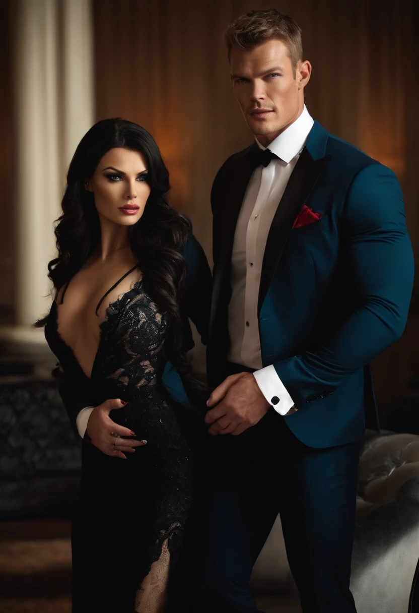 Aletta Ocean naked with Alan Ritchson in a suit