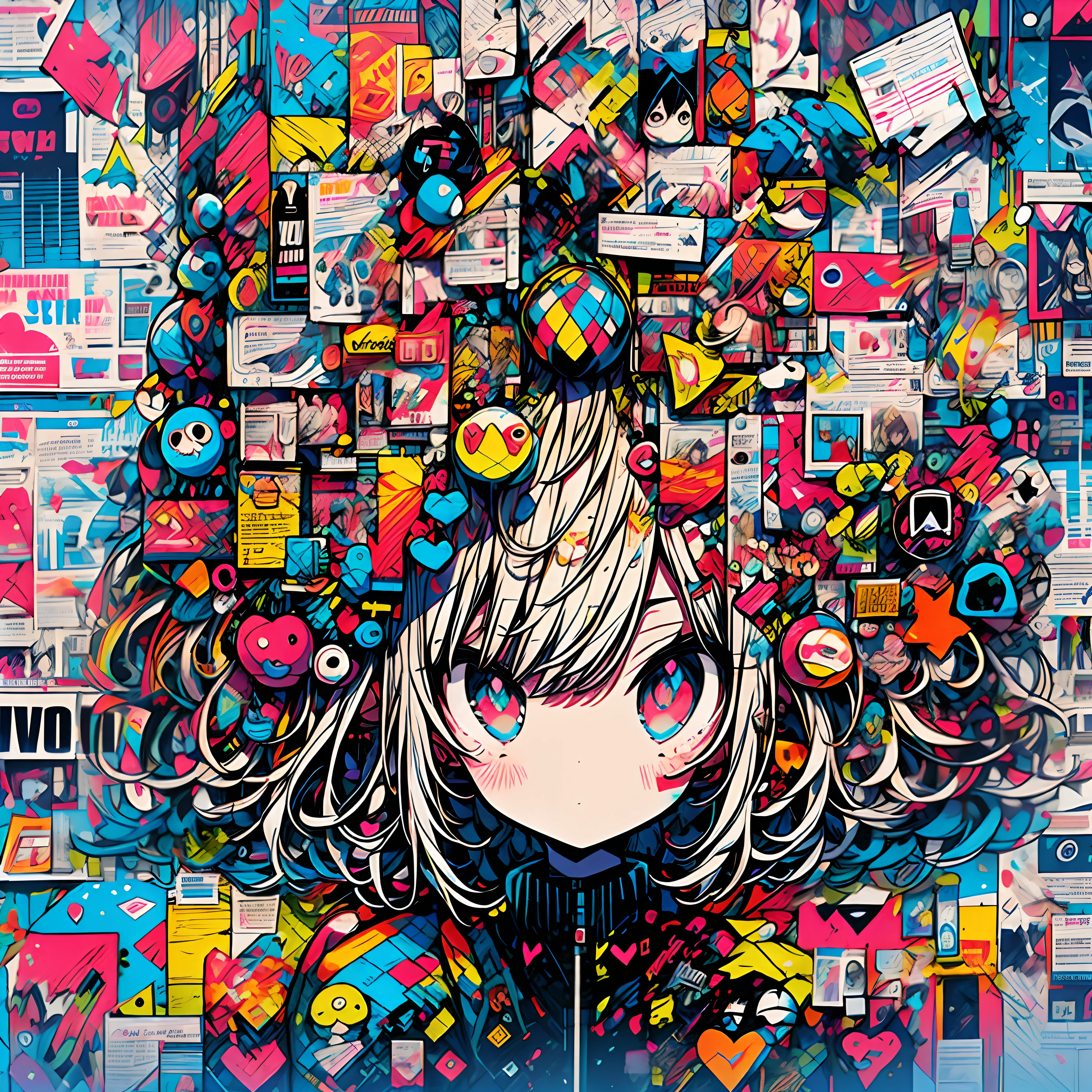 poster,text,logo,posing,multi angle ,dadaism,full body,mondrian.Piet Mondrian style,death,Psychedelic ,Psychedelic art,,taoutfit,1girl,graffiti art,text logo,high contrast,flat illustrations,minimalist,full body,chibi, girl,cute girl ,cute face ,beautiful eyes,cute,kawaii,anime style,city,door,window --no adult --ar 4:3 --s 400 --style expressive