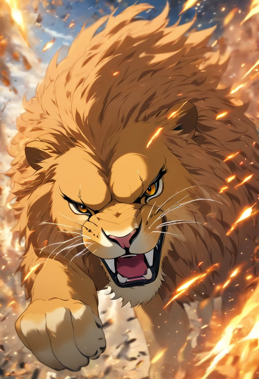 Catfighting Lion, biologically correct, UHD, ccurate, award winning, 4K