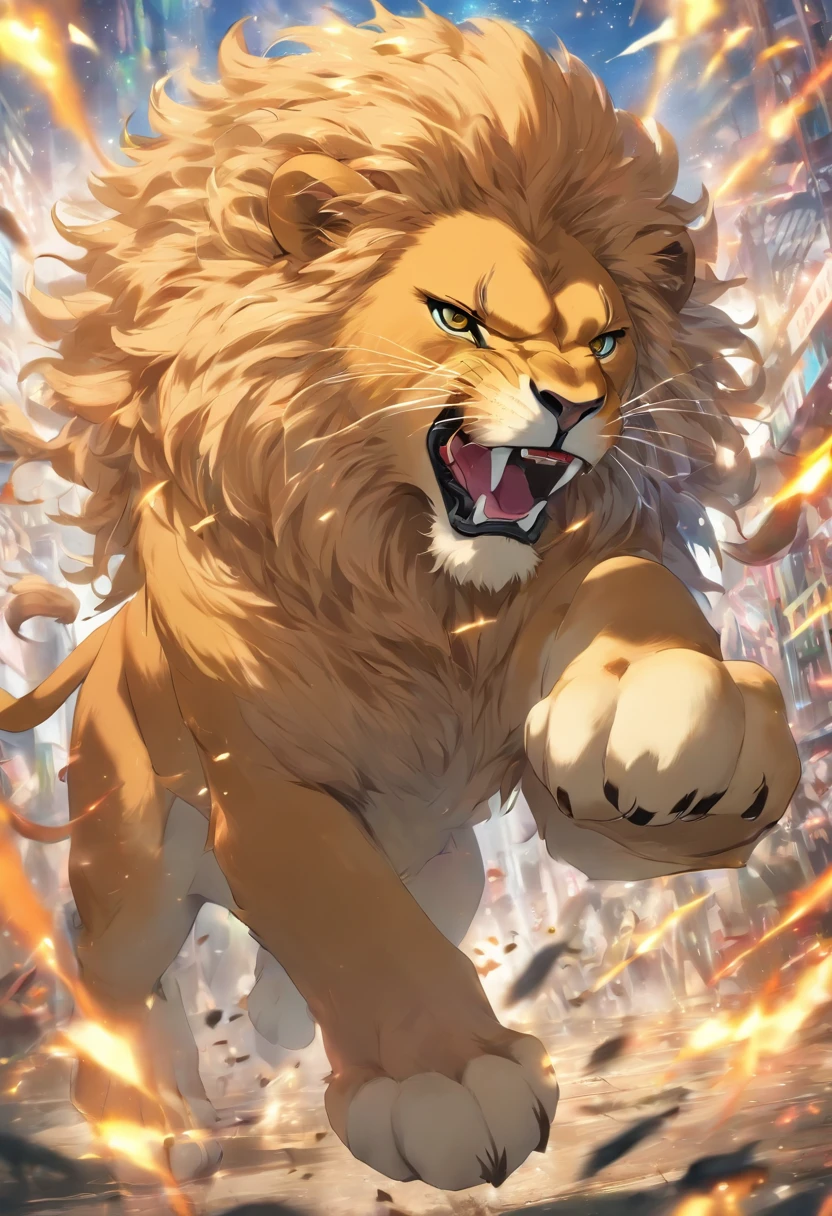 Catfighting Lion, biologically correct, nffsw, ccurate, awardwinning, 4K