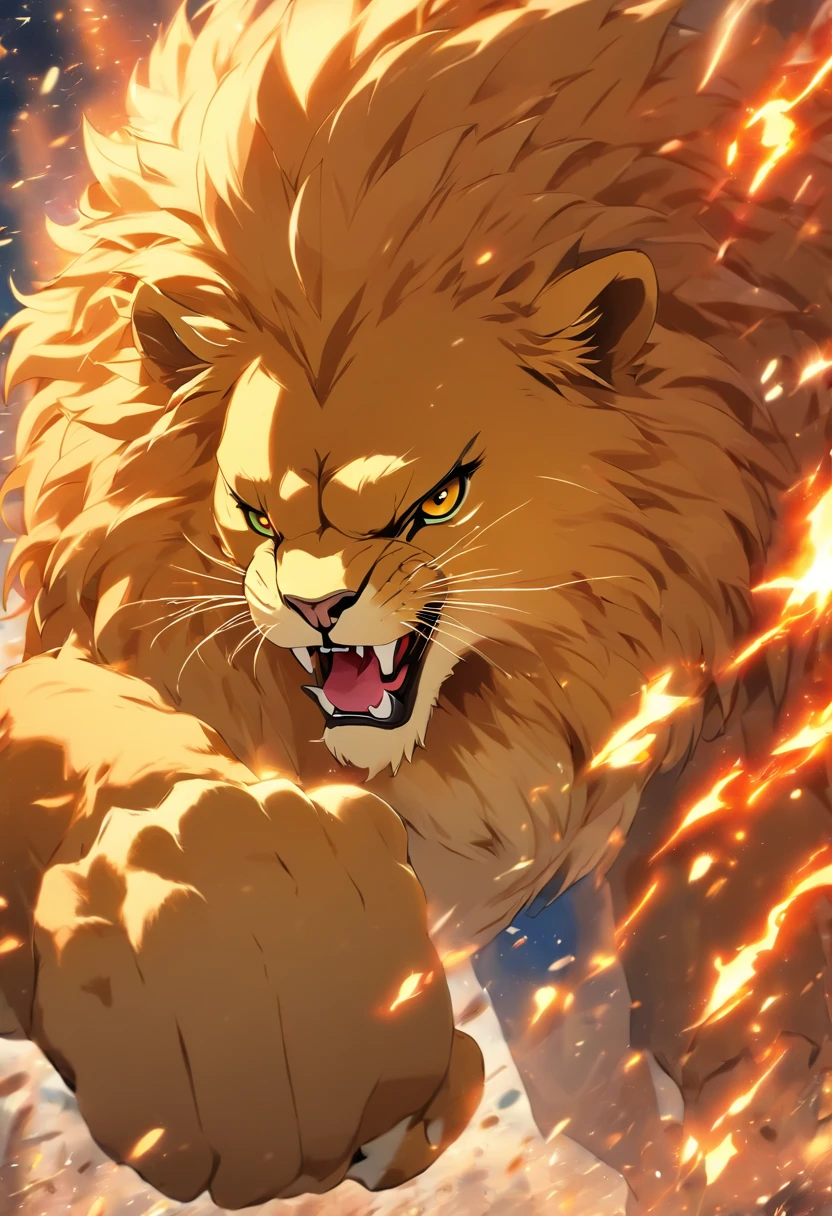 Catfighting Lion, biologically correct, nffsw, ccurate, awardwinning, 4K