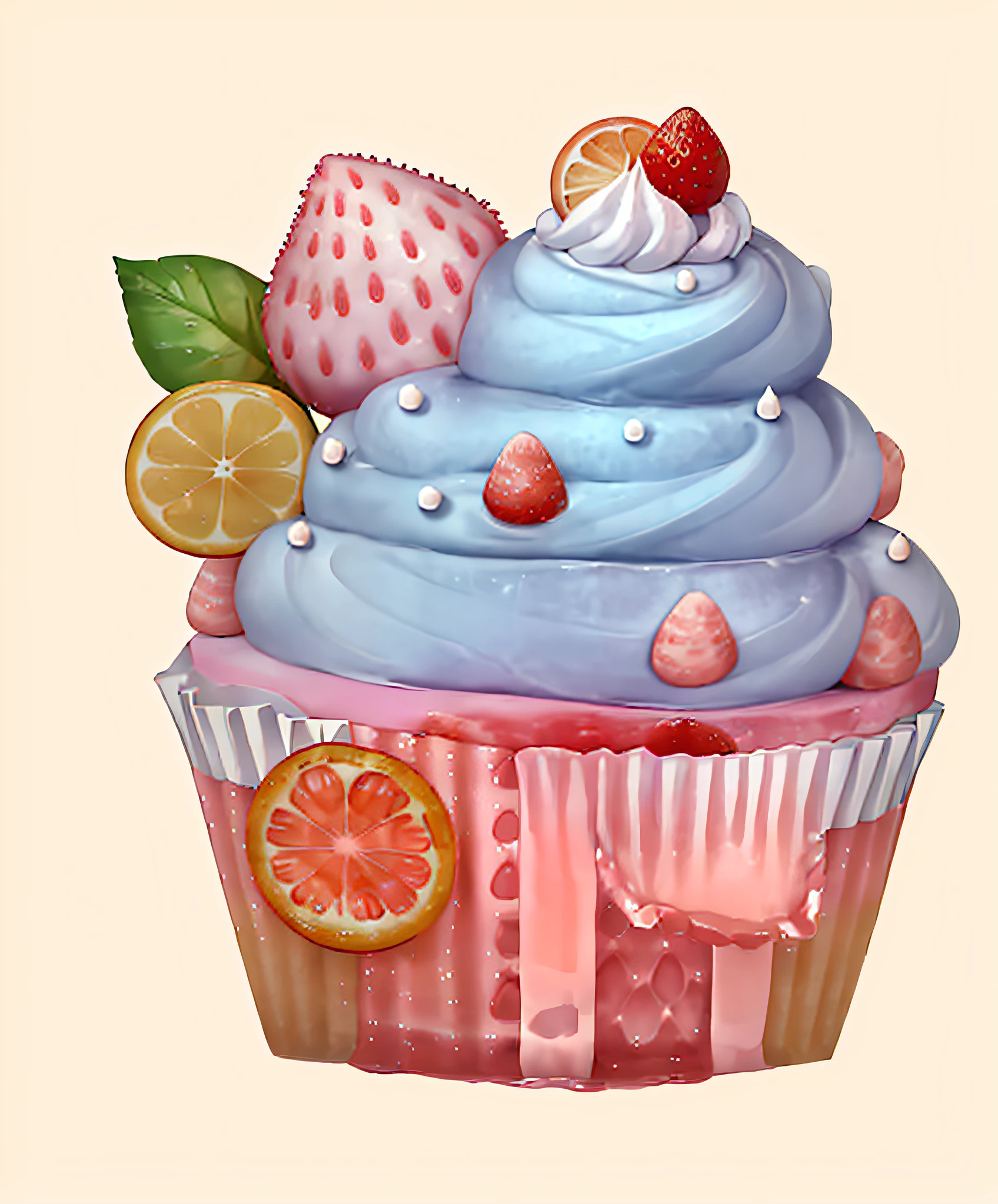 Close-up of cupcakes，Strawberries on top, Cupcakes, 🐿🍸🍋, 🎀 🧟 🍓 🧚, Colorful cupcakes, cutecore, eating a cake, resin, 🍸🍋, Cake in hand, 😃😀😄☺🙃😉😗, !!high detalisation, kawaii, 🎀 🗡 🍓 🧚, Confectionery, Delicious