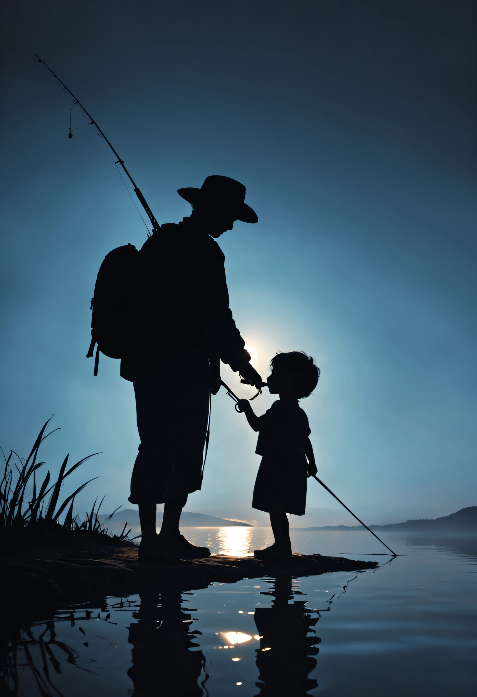 Dad went fishing,Silhouette,Animate