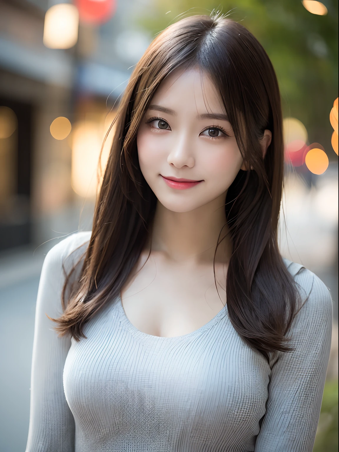 Tabletop, Highest quality, figure, Very detailed, In detail, High resolution, 8k wallpaper, Perfect dynamic composition, Beautiful attention to detail, Summer dresses in light colors,Long Hair, Natural color lip, Bold sexy pose,smile,Harajuku、20-year-old girl、Cute Face、sexy shot looking at camera