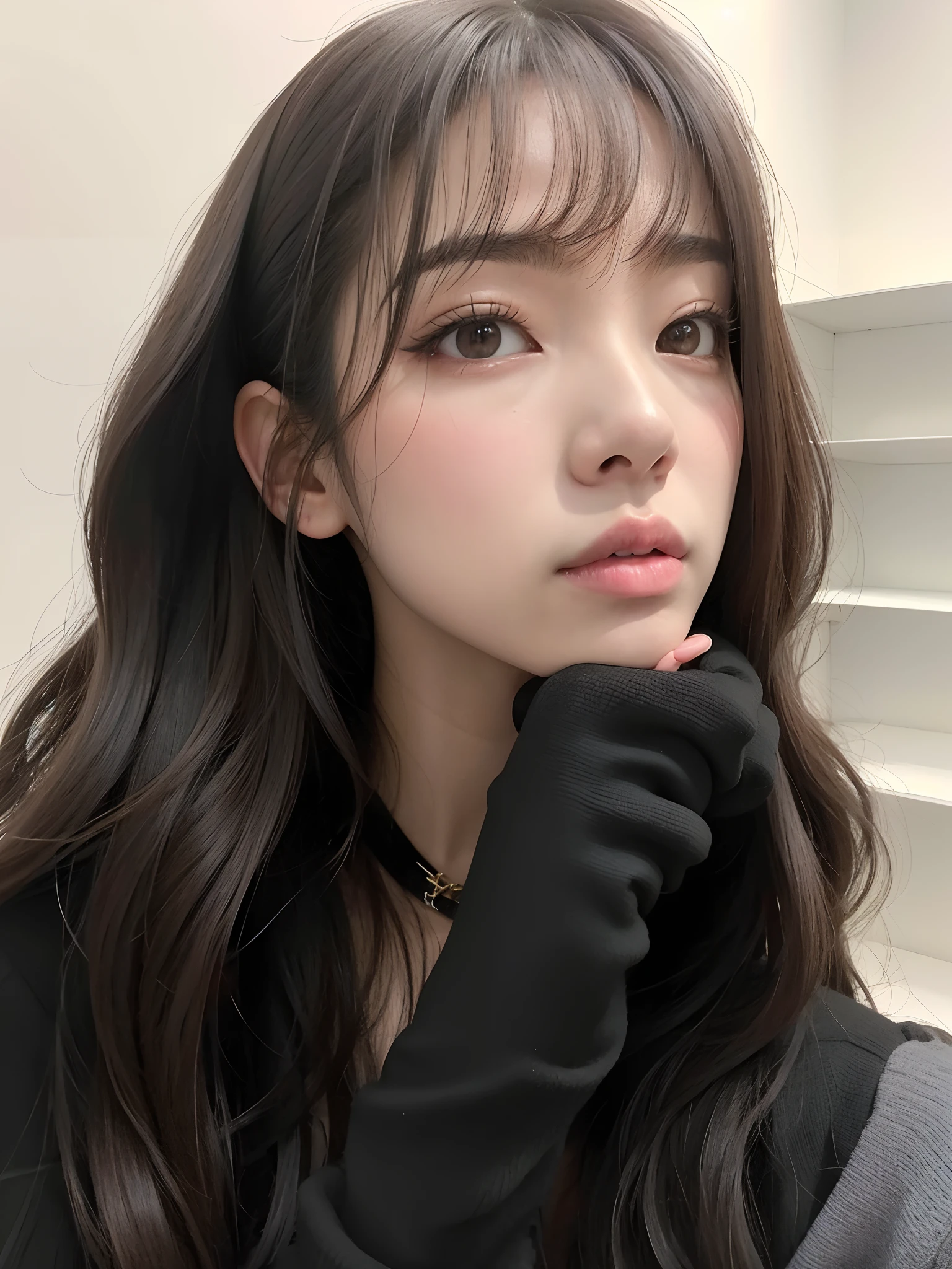 Araffe Asian woman with long hair and black gloves posing for a photo, Ulzzang, Kim Doyoung, Lalisa Manobal, Retrato de Jossi do Blackpink, Jinyoung Canela, Casa Yunjoo, Lee Ji-eun, Heonhwa Choe, Lee Ji - Eun, como uma tira, Sakimichan, Jaeyeon Nam