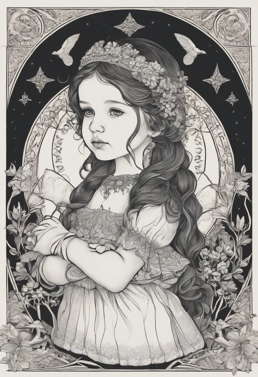 Children's Archives,2 year old girl,sculpted, Line art, Gothic, More fantasy,tattoos on the arms,neck tattoos,frontage,Two little guesses,Childhood,Life interaction,cheerfulness, Absolute symmetry,multi-detail,Absolute clarity – AR 9:16