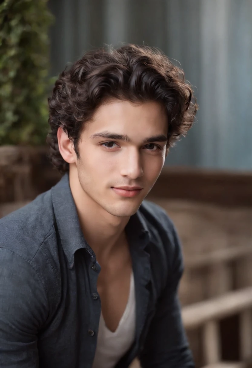 Certainly! Here's the description in English:
"I'm glad you liked the description! I imagine this young man could have a truly striking appearance, with a combination of curly, thick, and luscious black hair framing his face in a captivating way, accentuating his natural beauty. His brown eyes might have deep and expressive nuances, reflecting his lively and intelligent personality. His regular features, such as a well-proportioned nose and defined lips, add a touch of perfection to his face. His smile, radiating warmth and confidence, could light up the entire room. Overall, this young man with curly black hair and brown eyes exudes an aura of captivating beauty and magnetism."