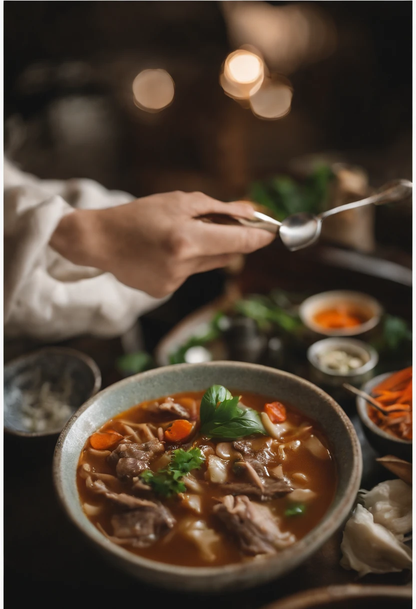 Beef soup with kway teow