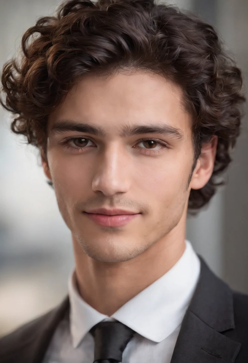 Certainly! Here's the description in English:
"I'm glad you liked the description! I imagine this young man could have a truly striking appearance, with a combination of curly, thick, and luscious black hair framing his face in a captivating way, accentuating his natural beauty. His brown eyes might have deep and expressive nuances, reflecting his lively and intelligent personality. His regular features, such as a well-proportioned nose and defined lips, add a touch of perfection to his face. His smile, radiating warmth and confidence, could light up the entire room. Overall, this young man with curly black hair and brown eyes exudes an aura of captivating beauty and magnetism."