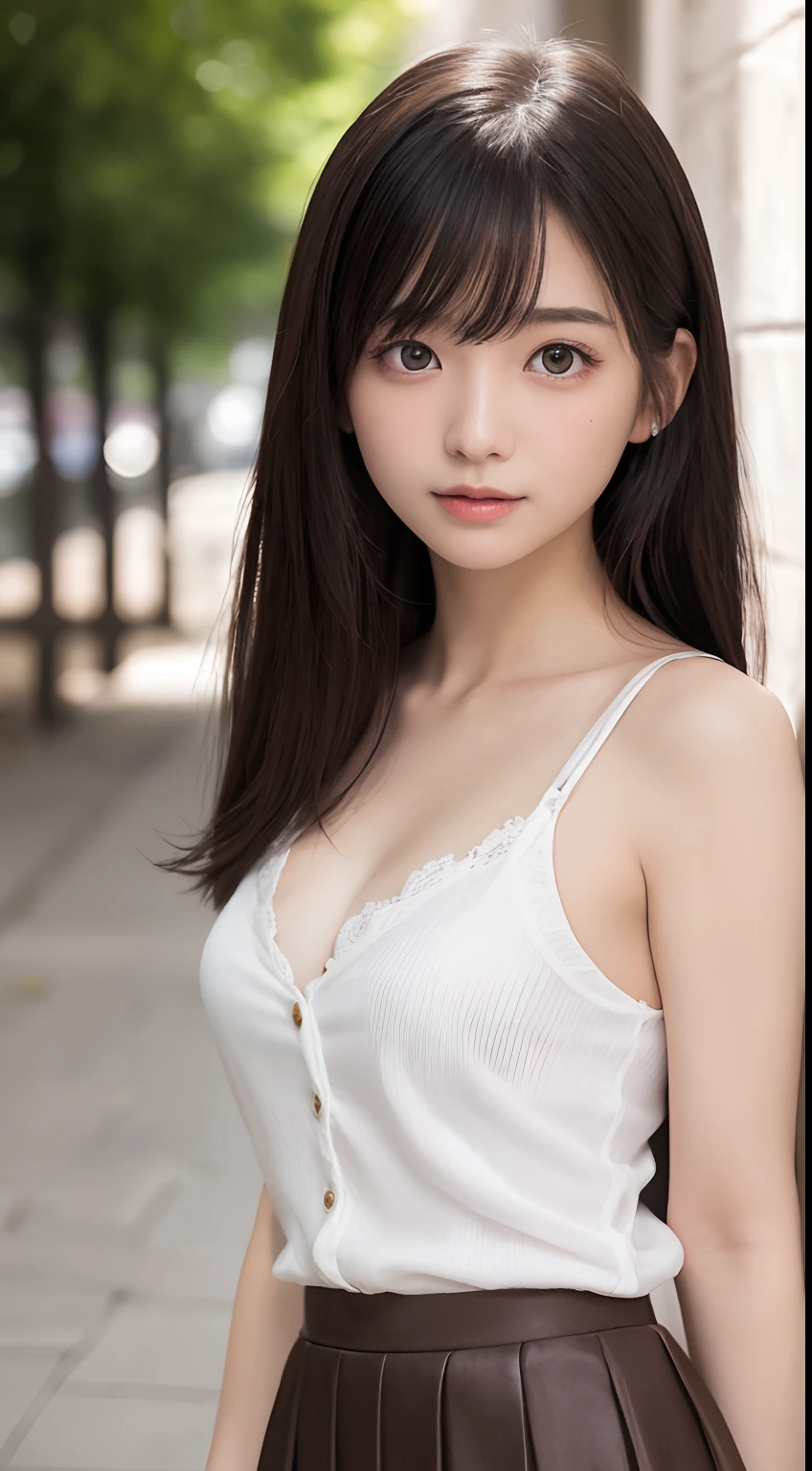 Smile、natta、Raw photography、(((Ultimate Beauty Portrait)))、((glistning skin))、女の子1人、 beautiful girl in Prague、bright expression、((brown haired))、(cleavage of the breast)、(flered skirt:1.5)、((Big eyes that shine like jewels))、open cardigan、Open your clothes、panthyhose、Glossy glossy skin、(Medium Hair)、(Silky Ponytail Hair)、(is standing)、(frombelow)、Under the skirt、(Close-up of underwear from below)、eye liner、Beautiful bangs、Hair between the eyes、((​masterpiece、top-quality、ultra-detailliert、Film Light、intricate-detail、hight resolution、ighly detailed))、细致背景、8KUHD、Digital SLR、Soft light、hightquality、Film grain、FujifilmXT3 、Shallow depth of field、natural soft light、Kamimei、Lush bust