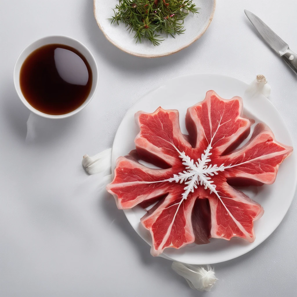Beef Snowflake belly sliced and plated