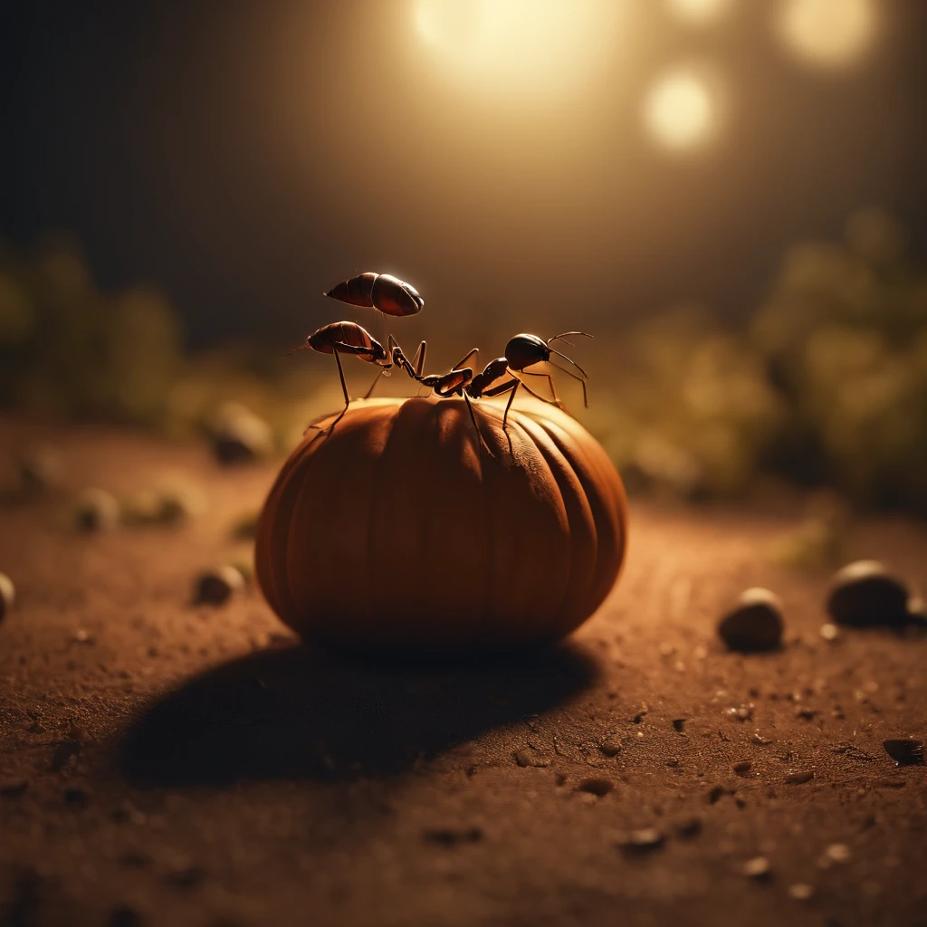 An ant,Profile,in a halloween style,Center composition,(tmasterpiece,Best quality:1.2),the best lights,The best shadow,Render the background, stylized 3d render