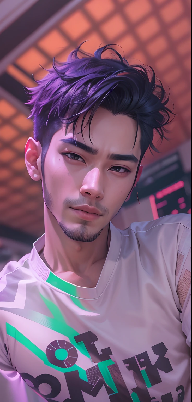 Cheng background cyberpunk handsome boy, realistic face,8k ultra realistic