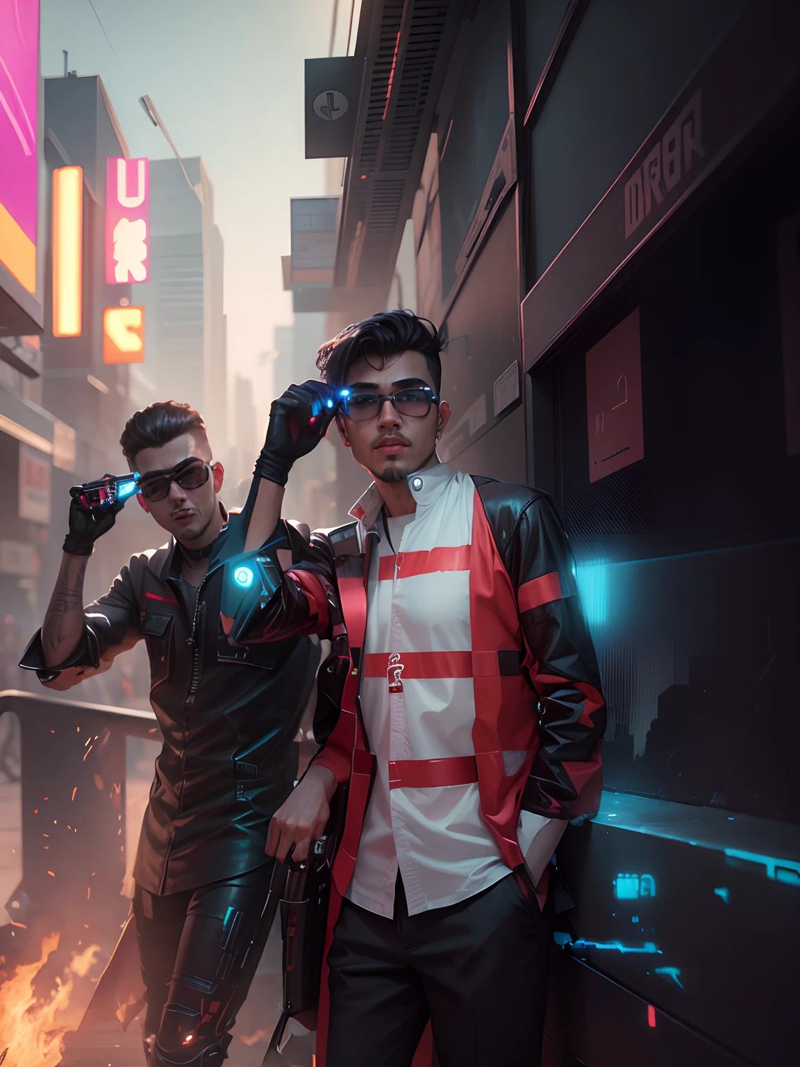 Change background cyberpunk handsome boy, realistic face, 8k, ultra realistic