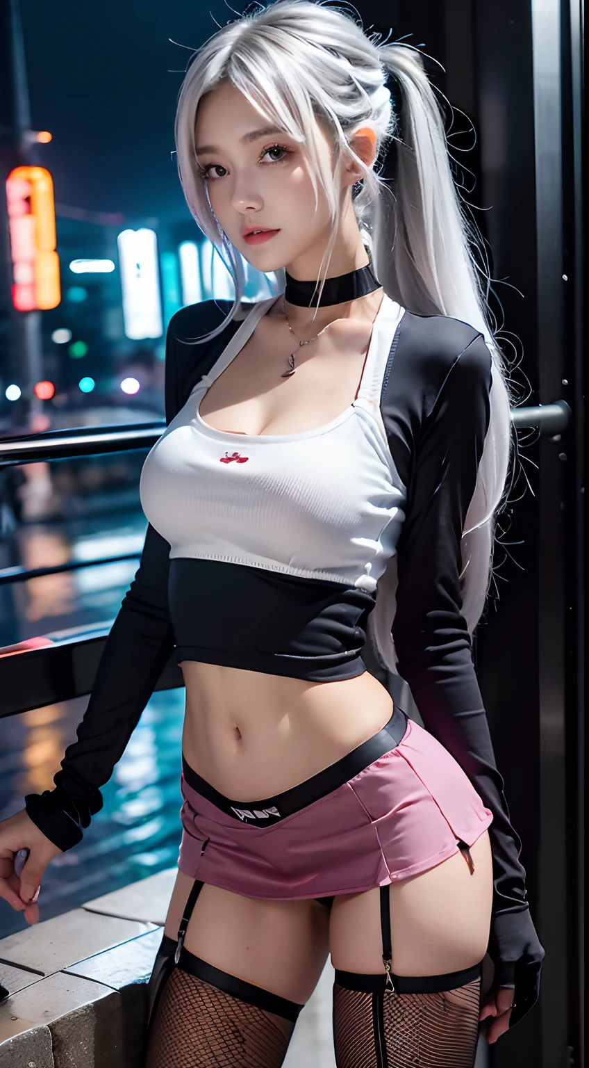 photography beautiful white hair girl with blue eyes, black tracksuit and bustier, on balcony in Brazil, enjoying, girl, summer, hot girl
