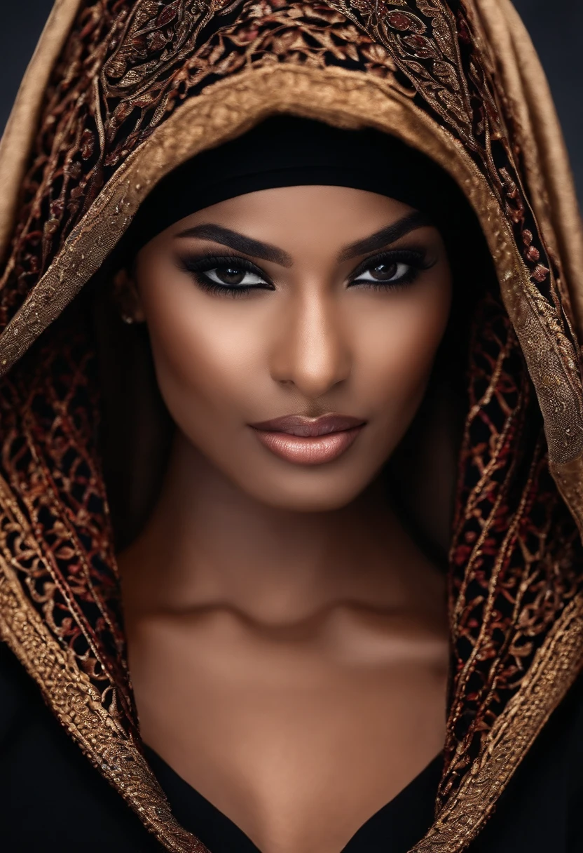 Subject: "Hidden Complexities Beneath the Veil" Style: Photorealism, 8k, ((full body)), DOF Description: Visualize a stunning woman in a hijab, but beneath the surface, reveal intricate trypophobia patterns that are only noticeable upon closer inspection. Achieve a balance between beauty and unsettling complexity.