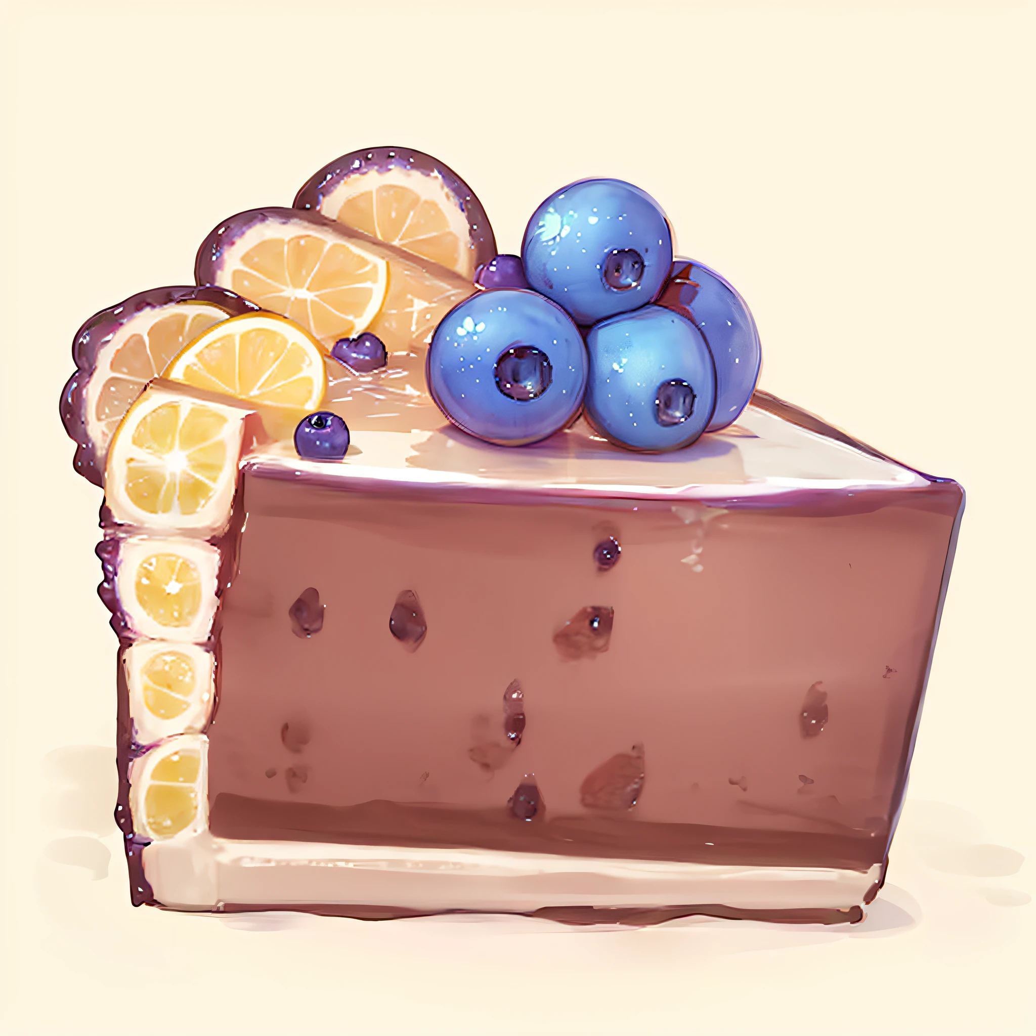 Close-up of a piece of cake，It has blueberries on top, 🐿🍸🍋, patisserie, Cake in hand, resin, blue berry, telegraph stickers, lofi, eating a cake, 🪔 🎨;🌞🌄, 🎀 🧟 🍓 🧚, discord profile picture, blueberries on the side, discord pfp, cutecore, anime food