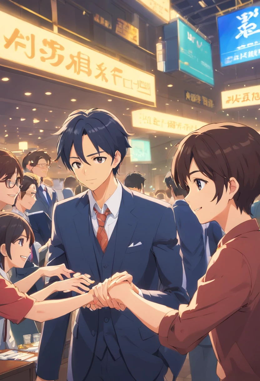 Rich young rich businessman,Shake hands with people at auctions