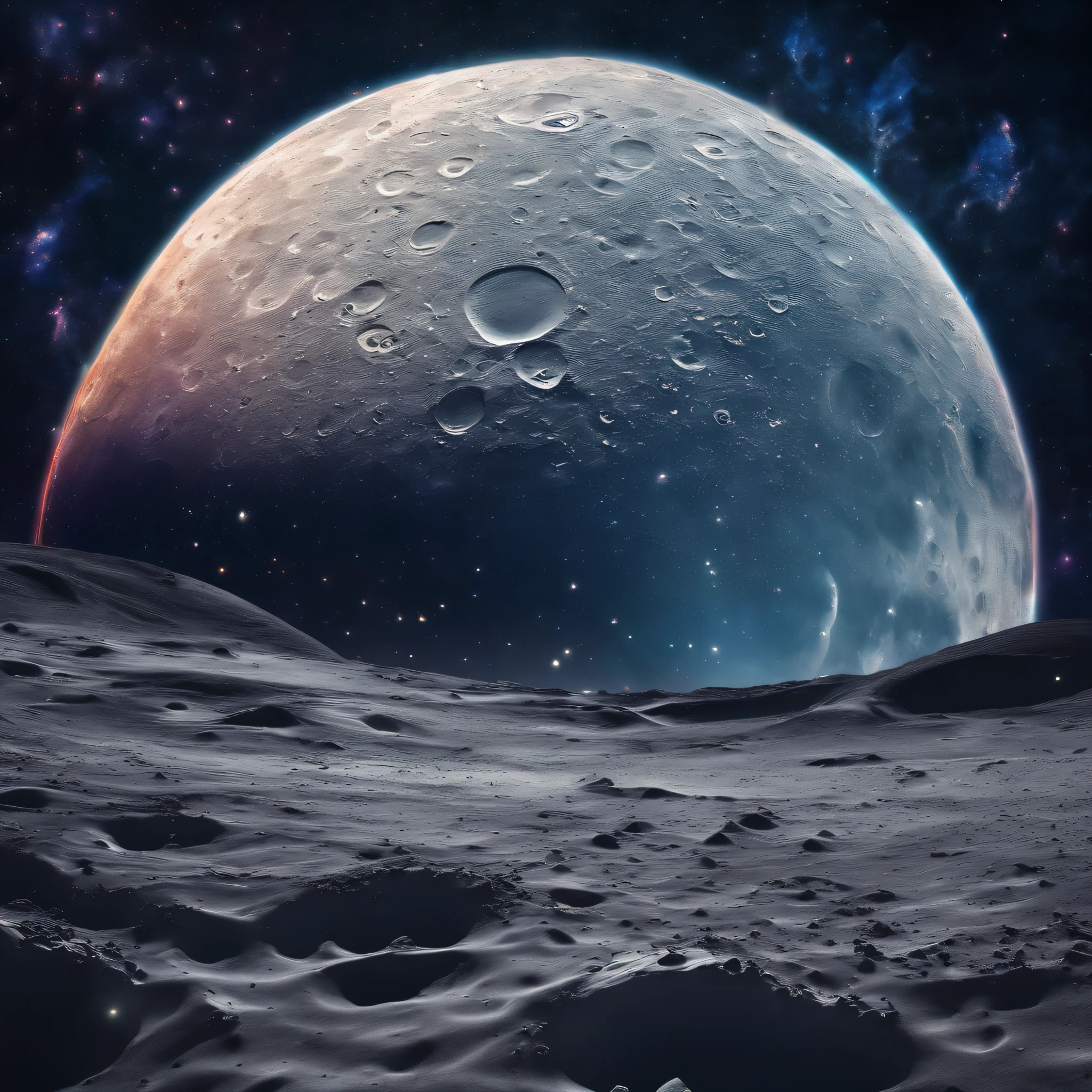 Master Parts、Superior Quality、superior image quality、The 8k quality、Beautiful pictures of the starry sky、magnifica、Arched Milky Way:1.25、Alafed view of Earth from the lunar surface:1.25, Lunar surface, space photo, on the moon, moon background, moon background, on the moon, Lunar soil, space photo, moonscape, Focus on the Moon, On Moon, Numerous craters, Seeing the Earth from the surface of the moon:1.9, big earth in the sky:1.9