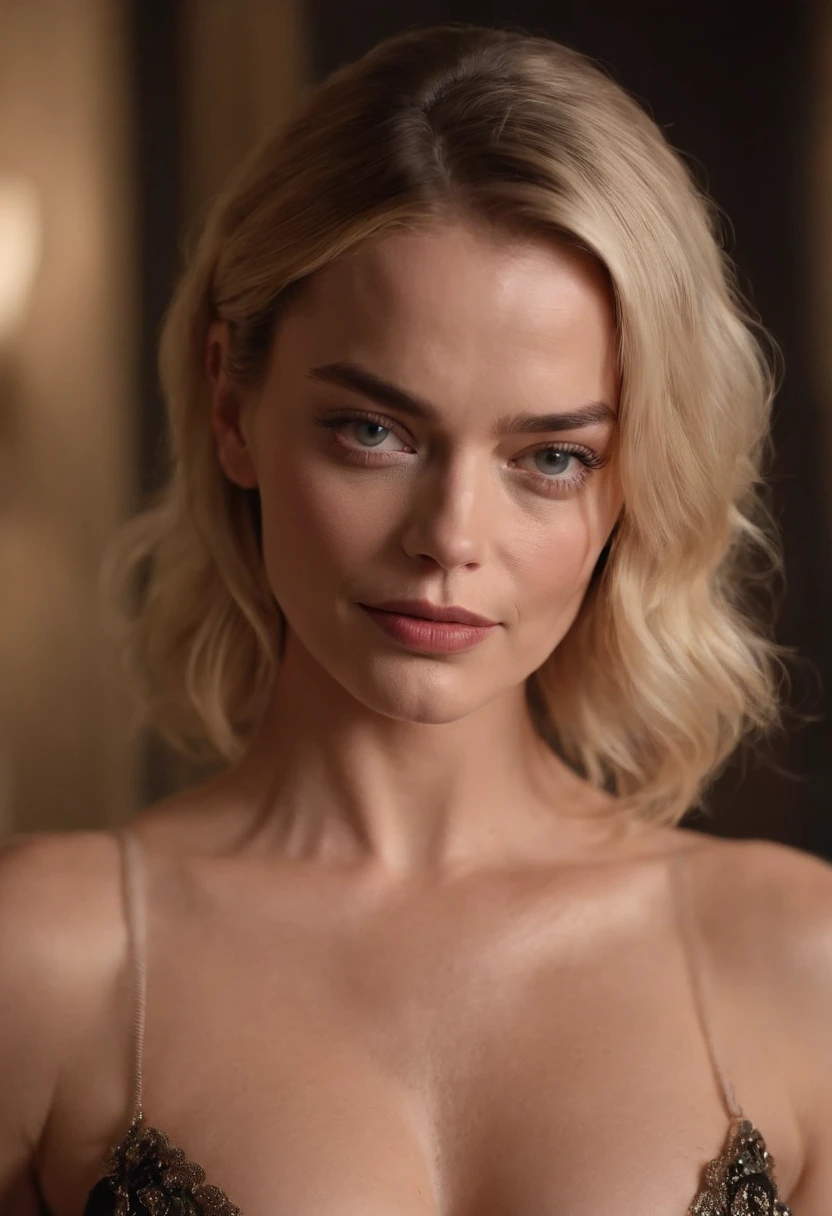 (corpo inteiro) Margot Robbie, de meia-idade e casa;;. Drina is naked,com seios muito bonitos. sua pele que parece se fundir perfeitamente com seu entorno. Her hair is disheveled and matted, and your skin is stained with dirt and grime. Seus olhos, Contudo, Shine with a disturbing intelligence.  (Frank Frazetta) (master part) .(NSFW)