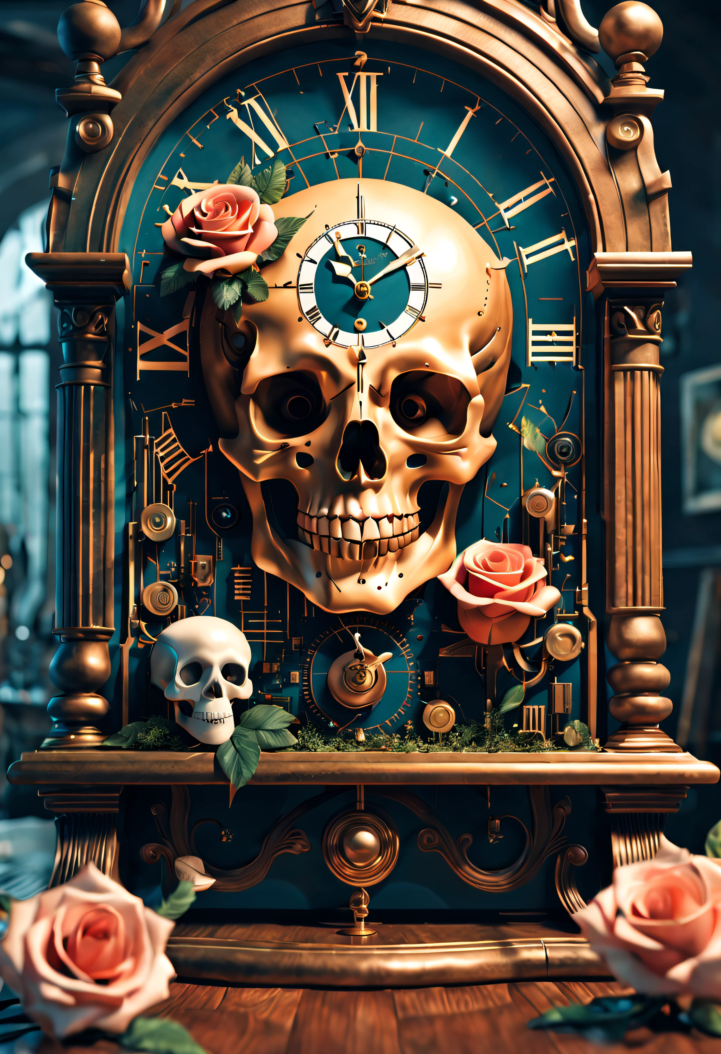 cute,pop,modern art,surrealism,salvador dali,electronic circuit,skull,huge clock,rose,BREAK
Masterpiece, best quality, captures a super cute moment, depth of field, ultra detailed, ultra high resolution, Octadale, 8k, 16k