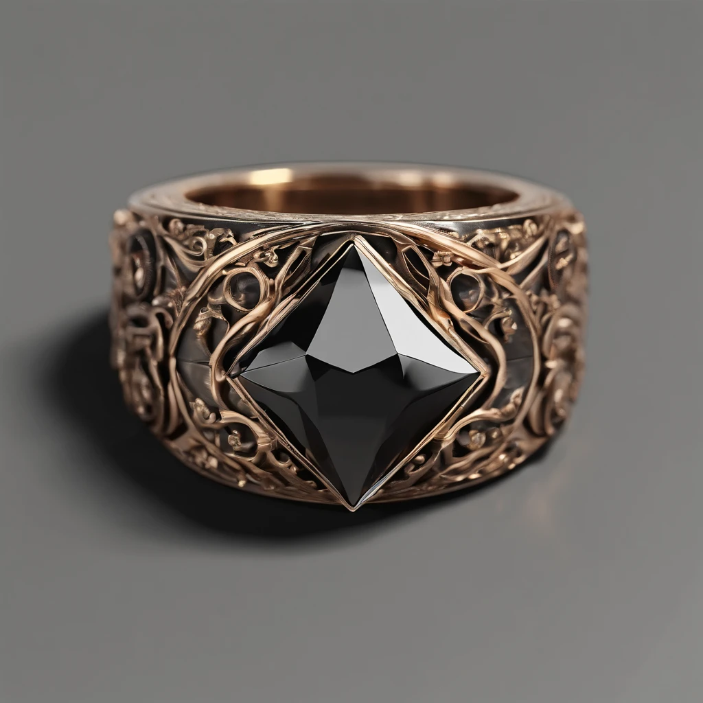 Bronze ring,Pentagram pattern,Gemstone embellishment,simple backgound, with black background,Simple details