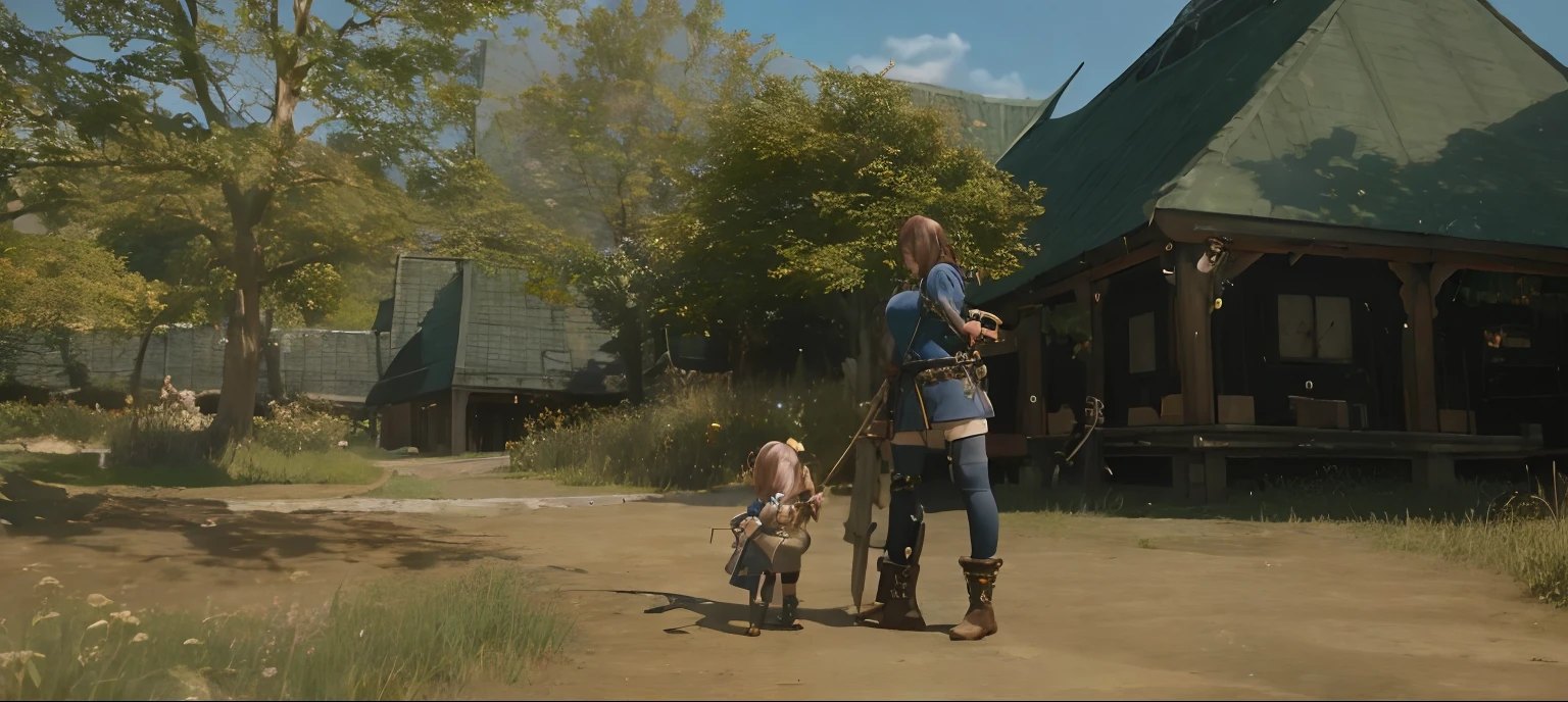anime - style image of a woman holding a in a field, final fantasy 14 ste, style game square enix, beautiful screenshot, from ncsoft, tranding on pxiv, 2b, 2 b, <mmorpgs scene, unsheathing her katana, m4 sopmod ii girls frontline, soldier outfit, haruno sakura, badass pose