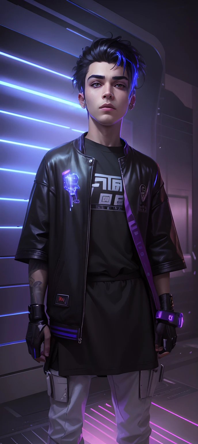 Change background cyberpunk handsome boy, reallstic face, 8k, ultra realistic,