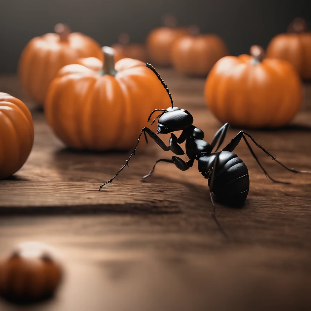 An ant，Profile，in a halloween style，Center composition，（tmasterpiece，Best quality：1.2），the best lights，The best shadow，Render the background, stylized 3d render