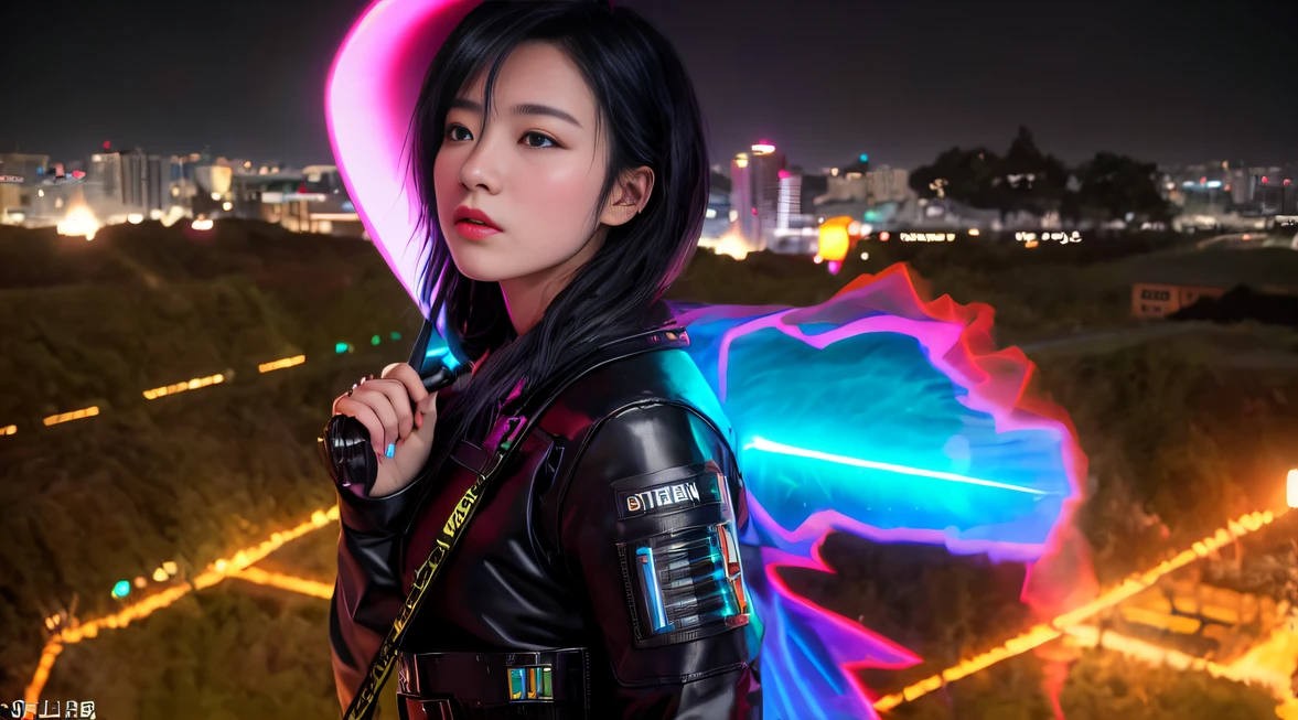 8K quality,1 girl,Lightning background,Flour flies(realisticlying:1.4),Black color hair,, RAW photogr, Sharp Re, Nikon D850 Film Stock Photo by Jefferies Lee 4 Kodak Portra 400 Camera F1.6 shots, Rich colors, ultra-realistic vivid textures, Dramatic lighting, Unreal Engine Art Station Trend, cinestir 800,floated hair,(((National style building)))Full-body side