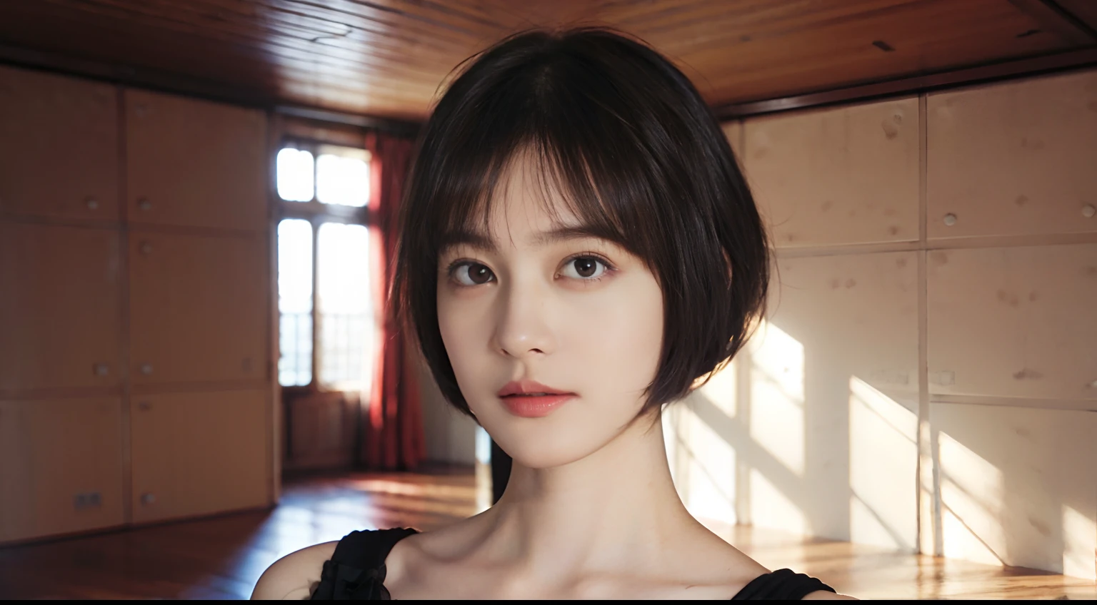 21
(Shorthair:1.3), (a 20 yo woman), (A hyper-realistic), (masutepiece), (8KUHD), Focus on the face, (The walls of the room are fractal design:1.23)