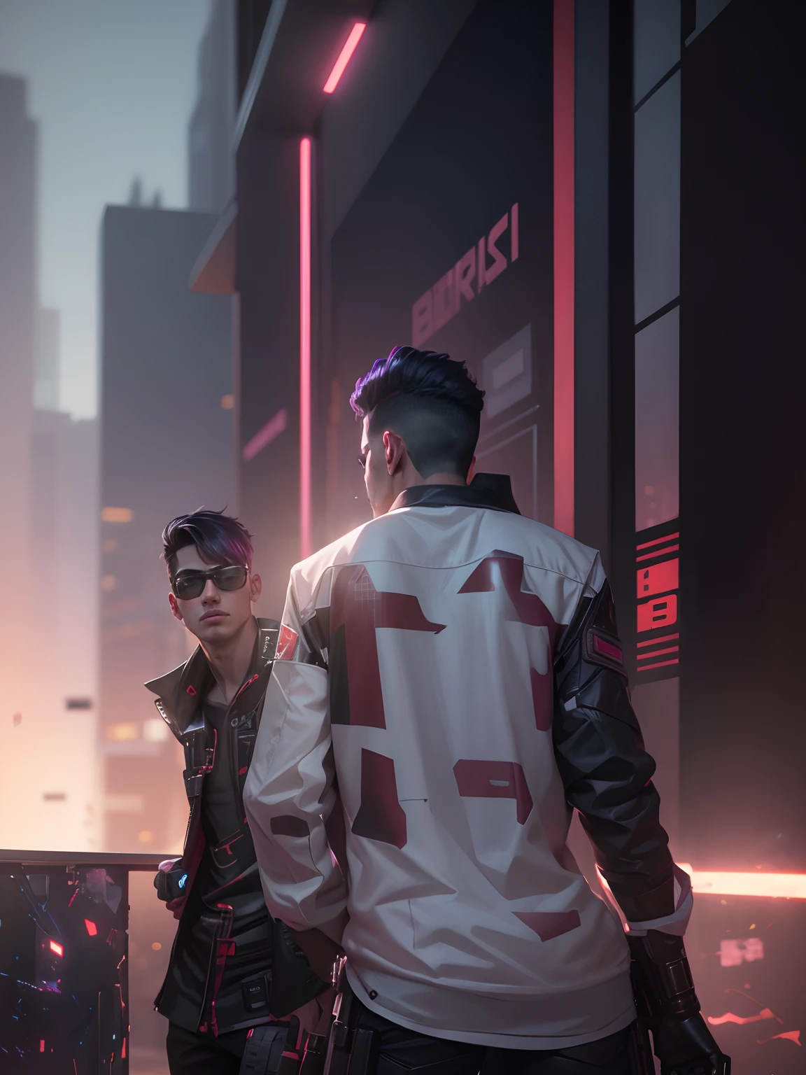 Change background cyberpunk handsome boy, realistic face, 8k, ultra realistic]