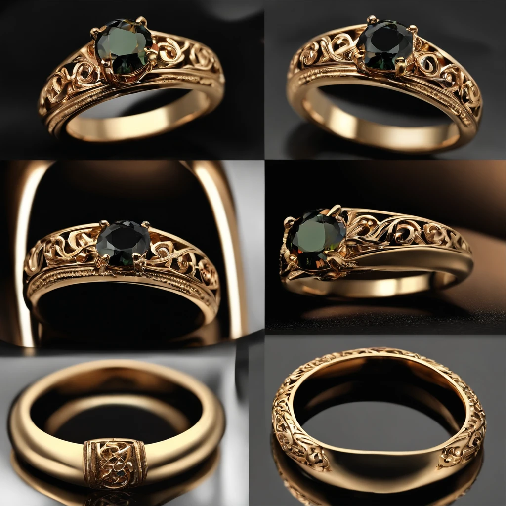 Bronze ring,patterned,Gemstone embellishment,simple backgound, with black background,Simple details
