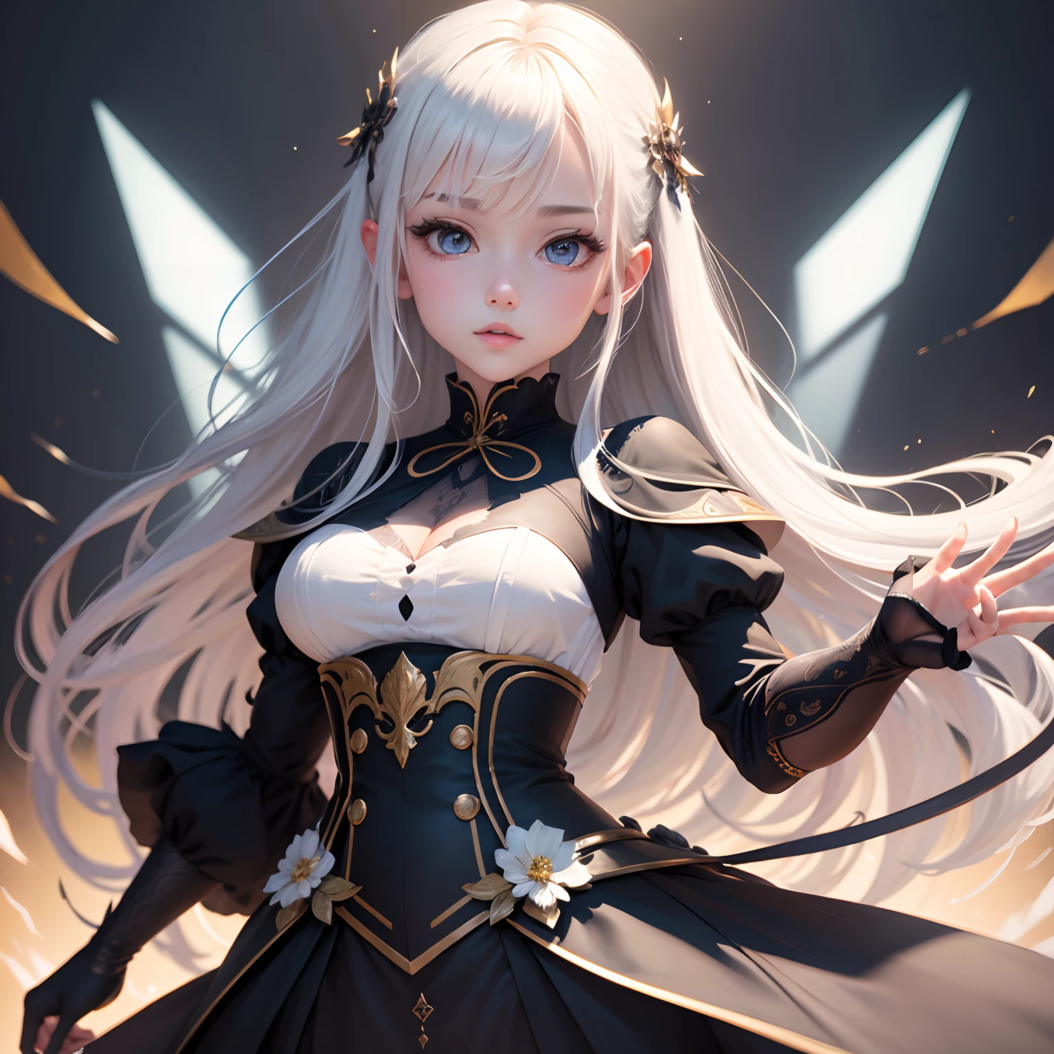 rosto delicado, tiro para baixo, thick acrylic, Ilustraçãoon Pixiv, por Kawacy, por john singer, Sargent, master part, parte superior do corpo, Rei, One, menino, two hand, olhos brancos, cabelos curtos brancos,, pale white skin, beautiful face, deus luz, Branco, camisa, Detalhes ricos, alta qualidade, slag,, degenerar,8k, ultra detalhado, O Pixiv mais recente, Illustrations, dynamicposes, Dynamic angles,, Luz e sombra lindas, transparency,, Detailed decoration, linhas detalhadas, Misterioso,, fantasia, Magic, Shinning,