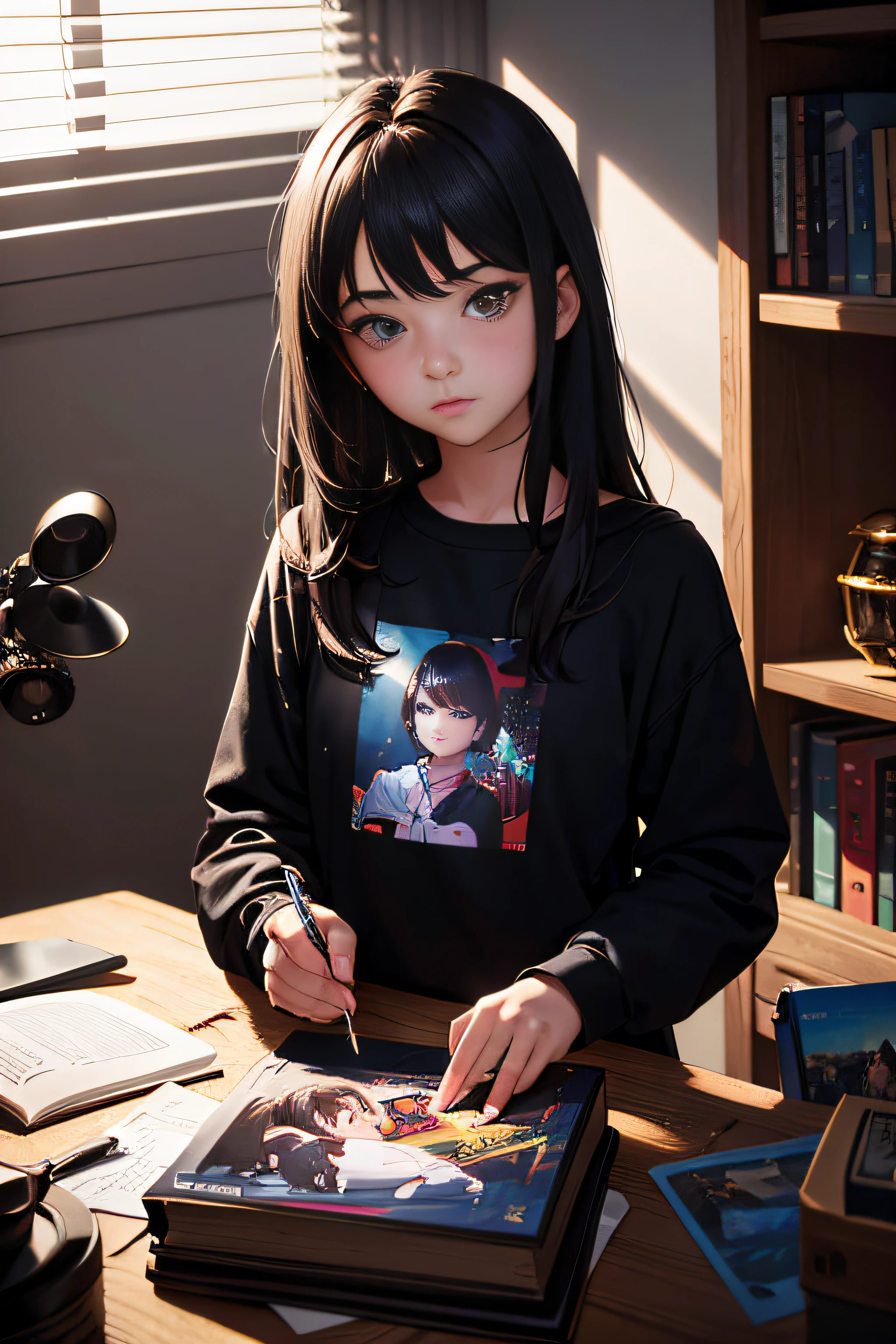 Stunning intricate full-color portrait of a 14-year-old [Anad|CM550|4lexb0tez|KDLT0R0],, Cute character composition,, [Style Widow :Style-Sylvamagic:0.2],, in the messy room,, by ilya kuvshinov, Alessio Albi, nina masic,, No, Natural lighting, Subsurface scattering, F2, 35 mm, Film grain
