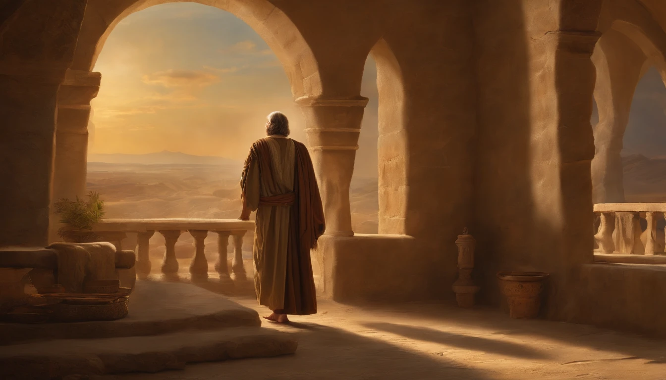 Jeremiah,Calling the Israelites to repent, The cry of the prophet,Gatherings in large groups, papyrus,Weathered parchment,Old gown,,History reference,High-quality artwork and details,Realistic portrait style,subtle color palette,vibrant background,Natural textures,Deep Shadows,subtle highlights,Historical accuracy,Attention to detail,Emotional depth and strength,authentic expression,Thought-provoking,Spiritual atmosphere,Ancient sense of wisdom,Deep impact
