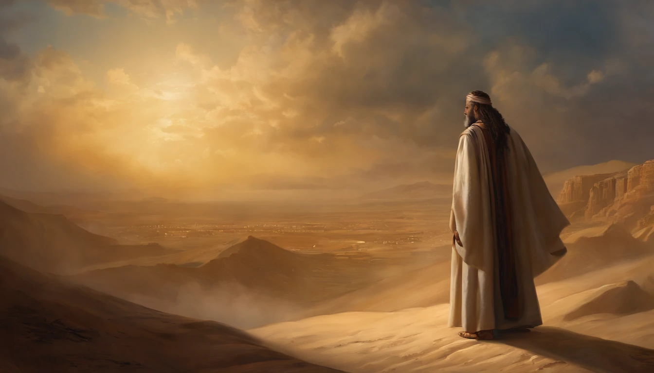 Jeremiah,Calling the Israelites to repent, The cry of the prophet,Gatherings in large groups, papyrus,Weathered parchment,Old gown,,History reference,High-quality artwork and details,Realistic portrait style,subtle color palette,vibrant background,Natural textures,Deep Shadows,subtle highlights,Historical accuracy,Attention to detail,Emotional depth and strength,authentic expression,Thought-provoking,Spiritual atmosphere,Ancient sense of wisdom,Deep impact