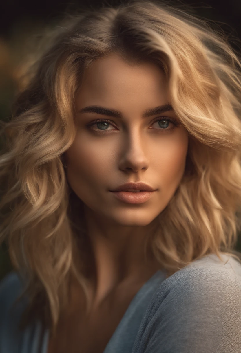 chica realista, rubia ,pelo largo, con una flor entre el pelo, sudadera, 4k , pelo corto