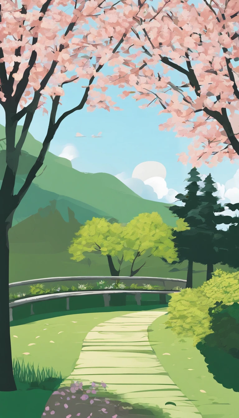 Realphotos, Photography, 65° viewing angle, Realistic light and shadow, En plein air, Close-up,springtime,lawns, Sunnyday,blue-sky,baiyun,Green trees,florals,realistic detail, 8K HD images