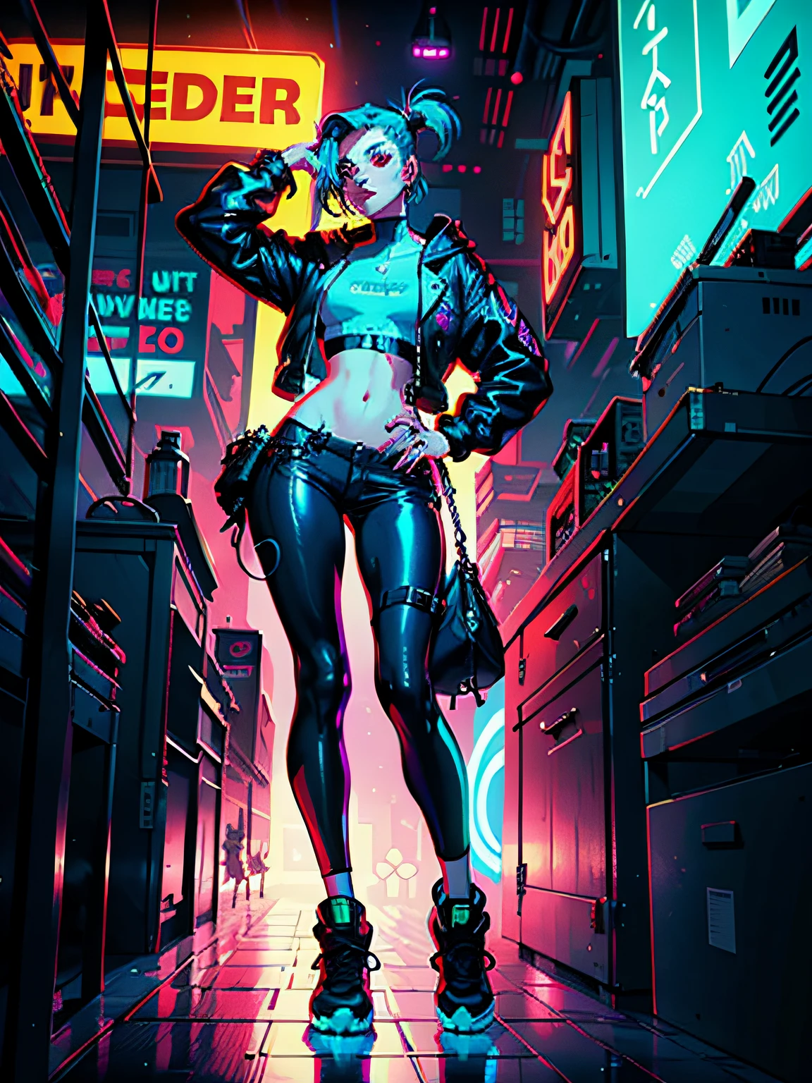 <lora:polyhedron_new_skin_v1.1:0.3>,<lora:SexyConiAI:0.8>,a woman with tattoos,cybernetic implants and a headpiece,is sitting partially nude in front of a computer screens,screen with a futuristic background,Android Jones,cyberpunk style,cyberpunk art,computer art,Cinematic,((((cinematic look)))),slate atmosphere,cinematic,dimmed colors,dark shot,muted colors,real skin texture,sweaty,detailed skin,skin blemish,