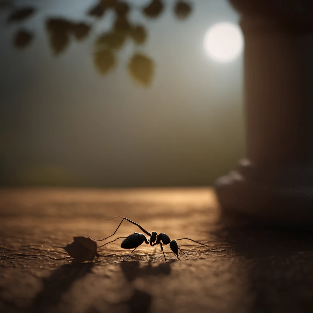 An ant，Profile，in a halloween style，Center composition，（tmasterpiece，Best quality：1.2），the best lights，The best shadow，Render the background, stylized 3d render